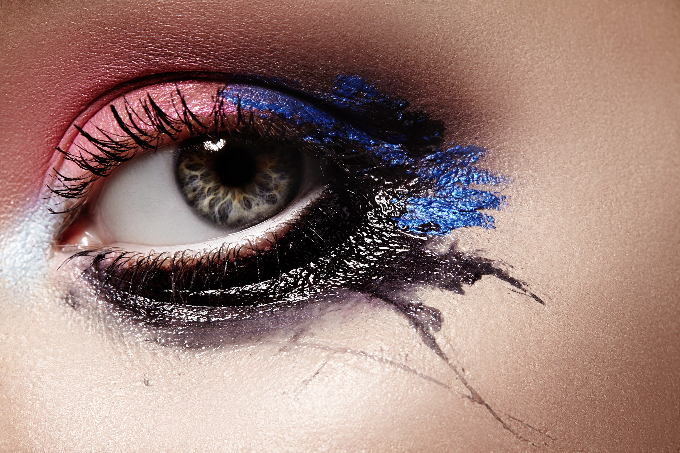 Macro beauty photo of eye with dramatic makeup by Marina Frost