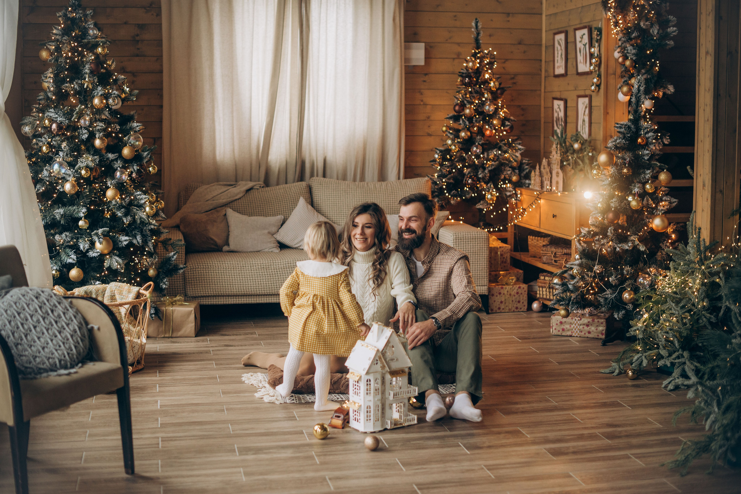Семейная новогодняя фотосессия в студии. Семейный фотограф в Домодедово и Москве Елена Пичугина