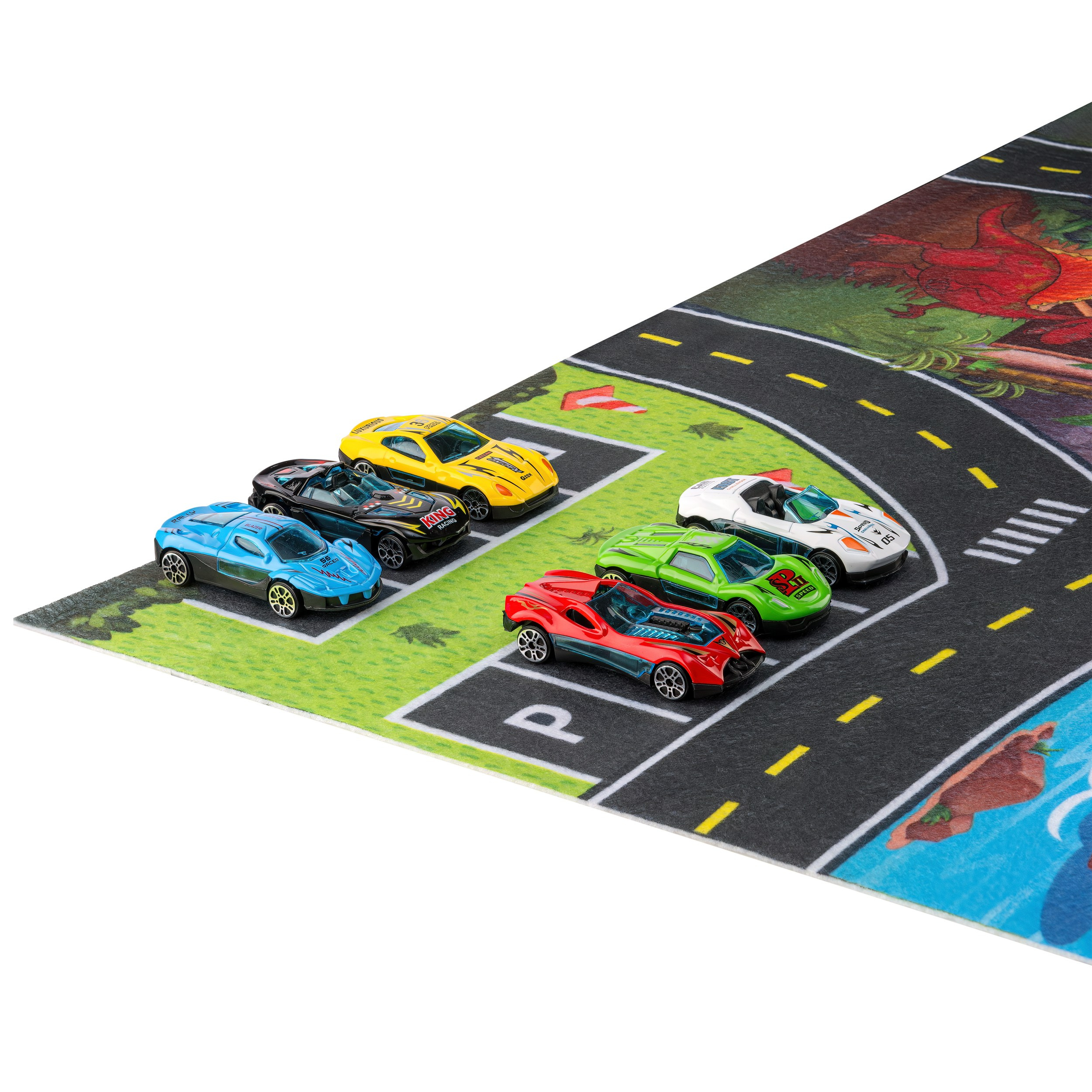 Игрушечные машинки на коврике