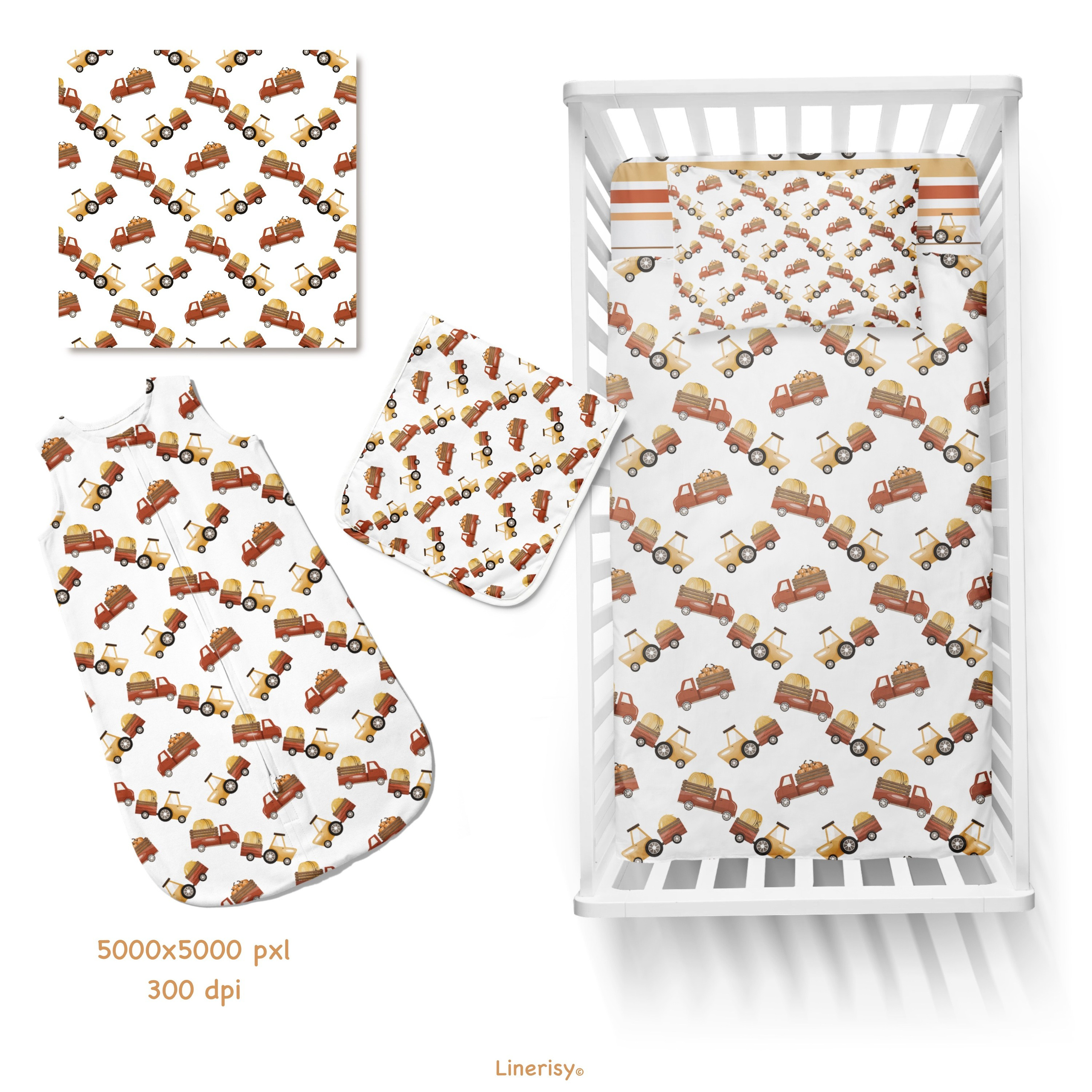 Набор бесшовных паттернов «Осенняя ферма». Художник-иллюстратор Евгения Бекренёва