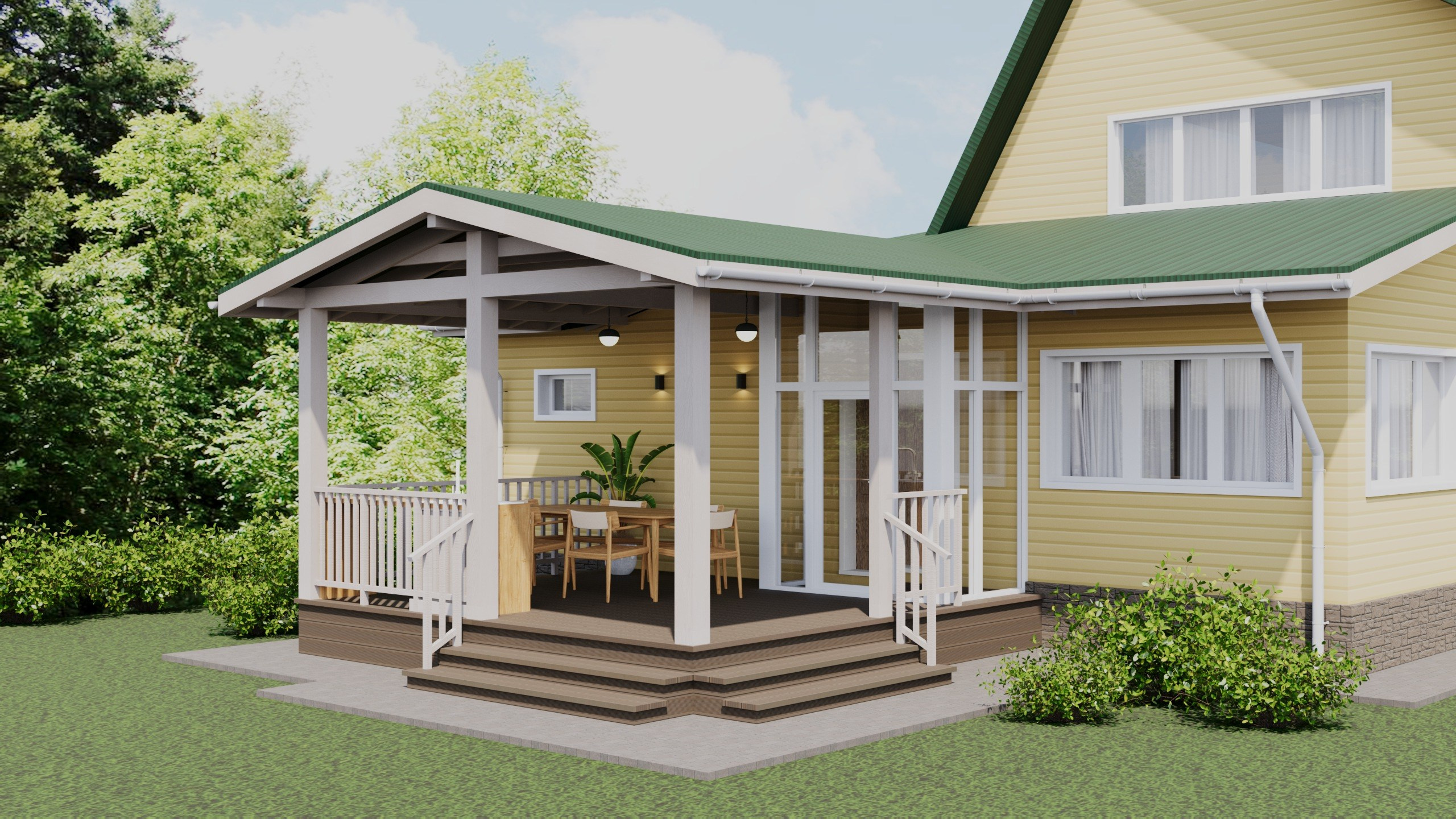 Дача (пристрой). ПРОЕКТИРОВАНИЕ ИНТЕРЬЕРОВ И АРХИТЕКТУРНЫХ РЕШЕНИЙ В СТУДИИ SHELOFAST DESIGN