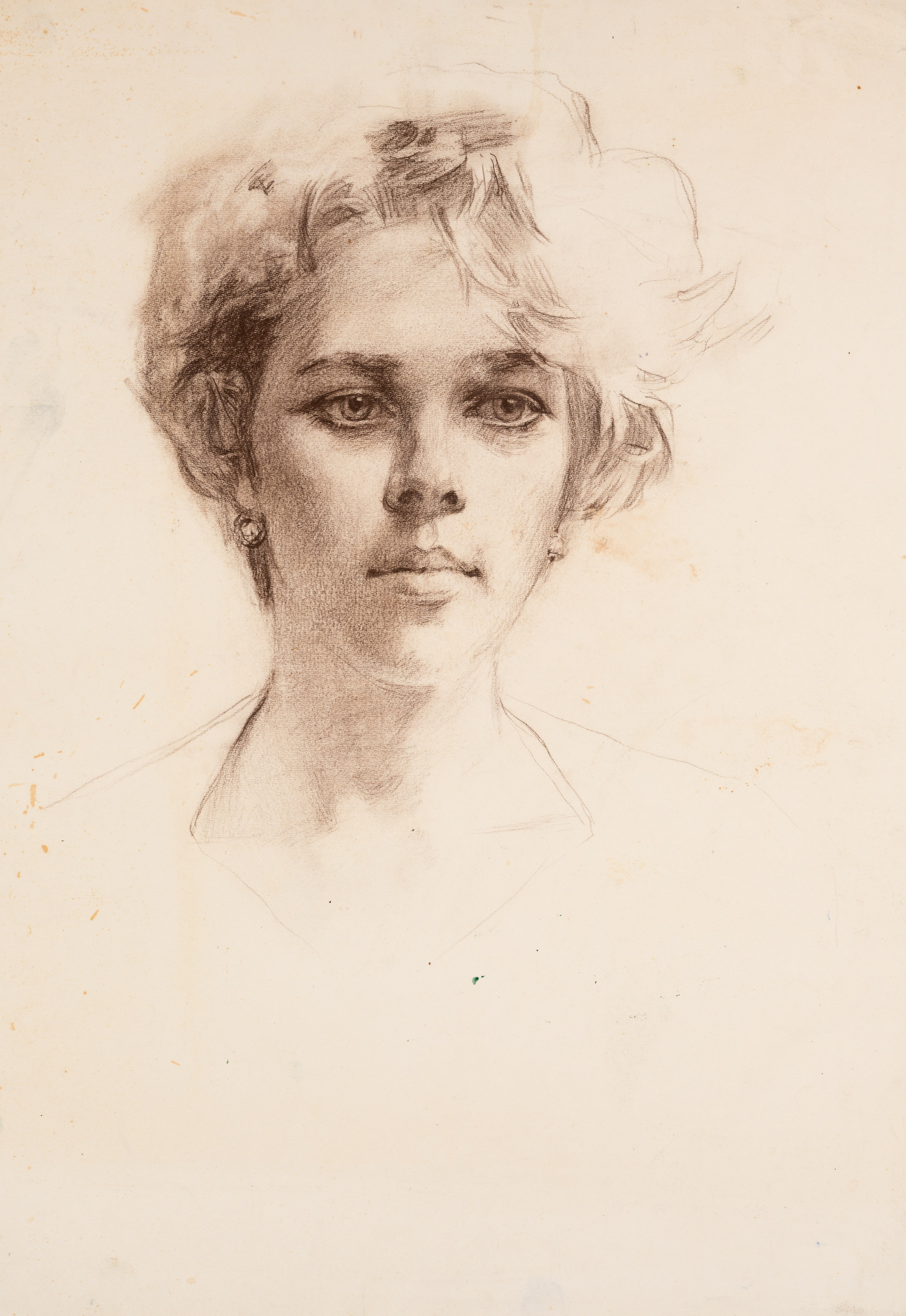 «Портрет Ольги Сокол» - художник Валерий Блохин (бумага, сепия, 61x42 см, 1987)