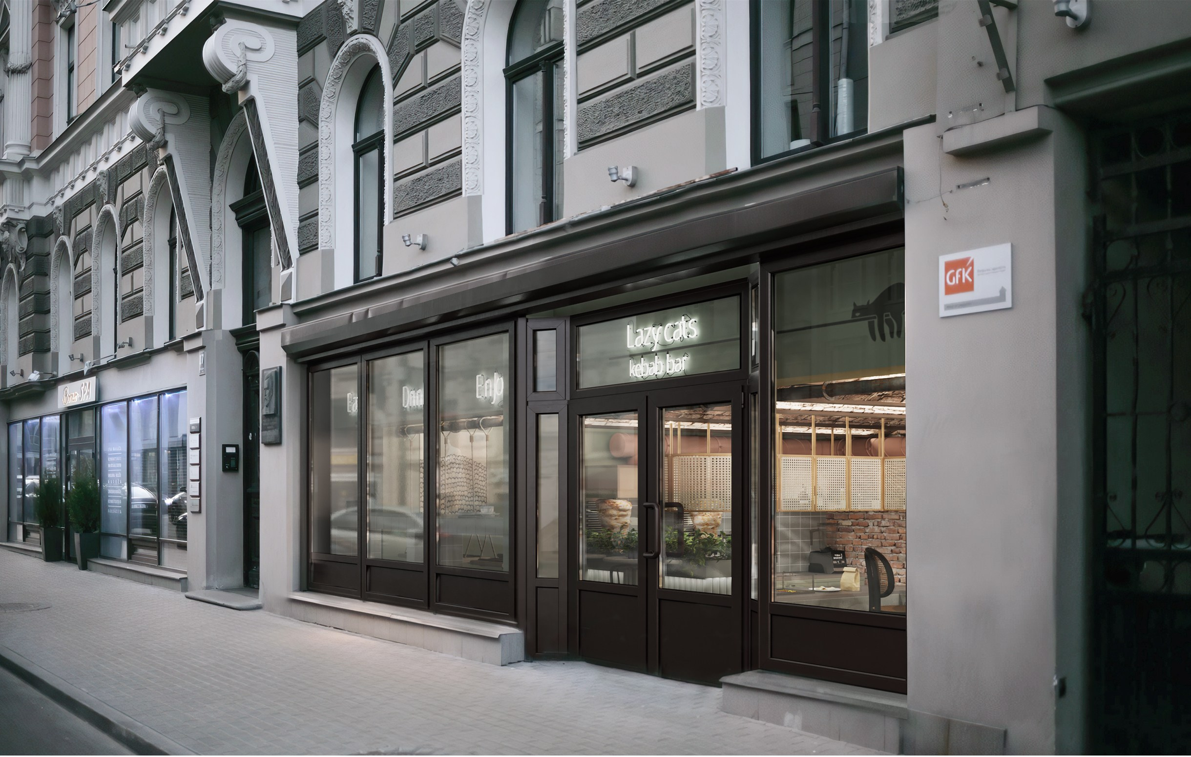 Lazy Cats Кебаб кафе. Дизайн Марина Павлюченкова. 3D визуализатор интерьеров Ксения Жарко