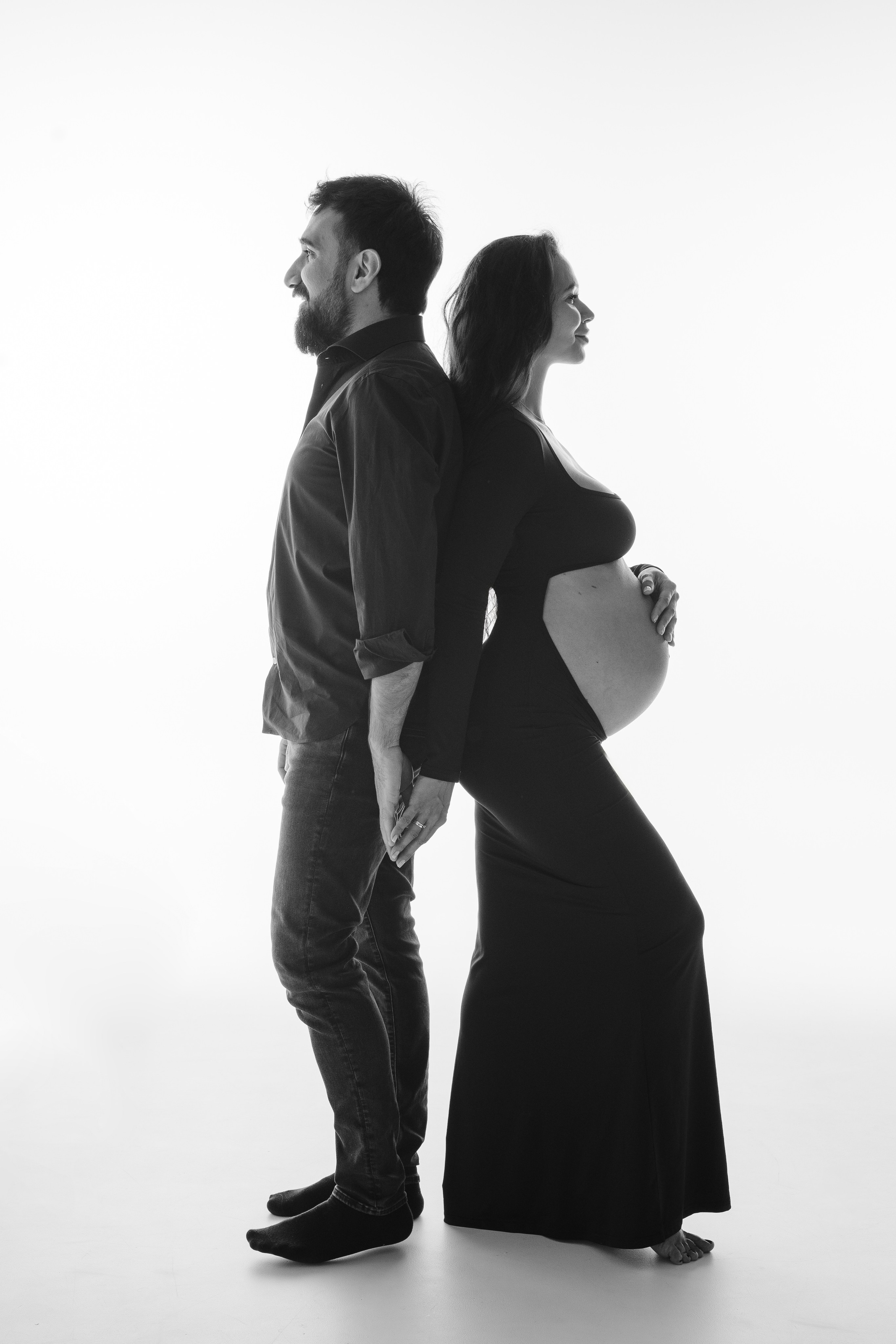 Фотосессия беременности с мужем в Красноярске |силуэтные кадры 