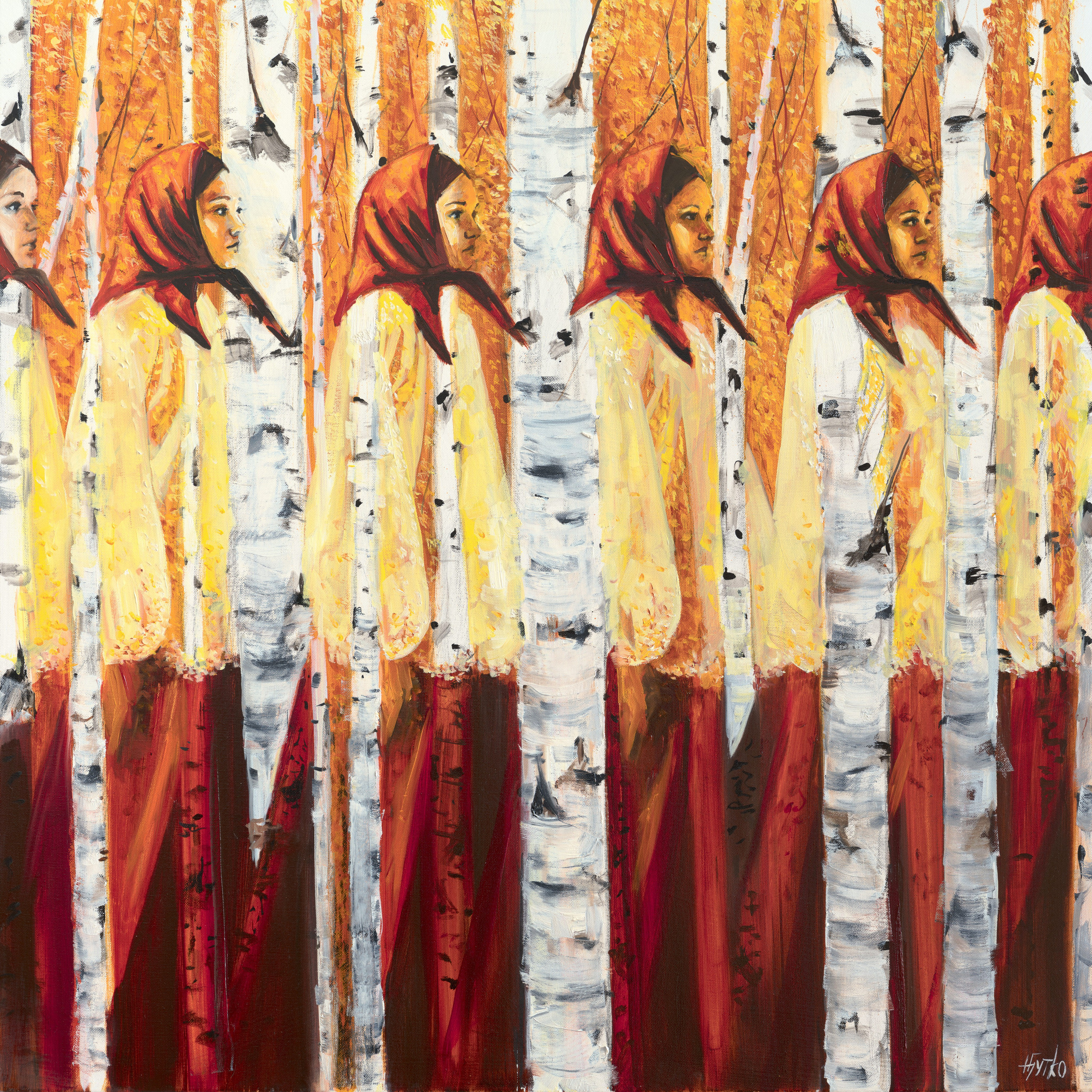 «Осень» - художник Наталия Бутко (холст, масло, 100x100 см, 2024)