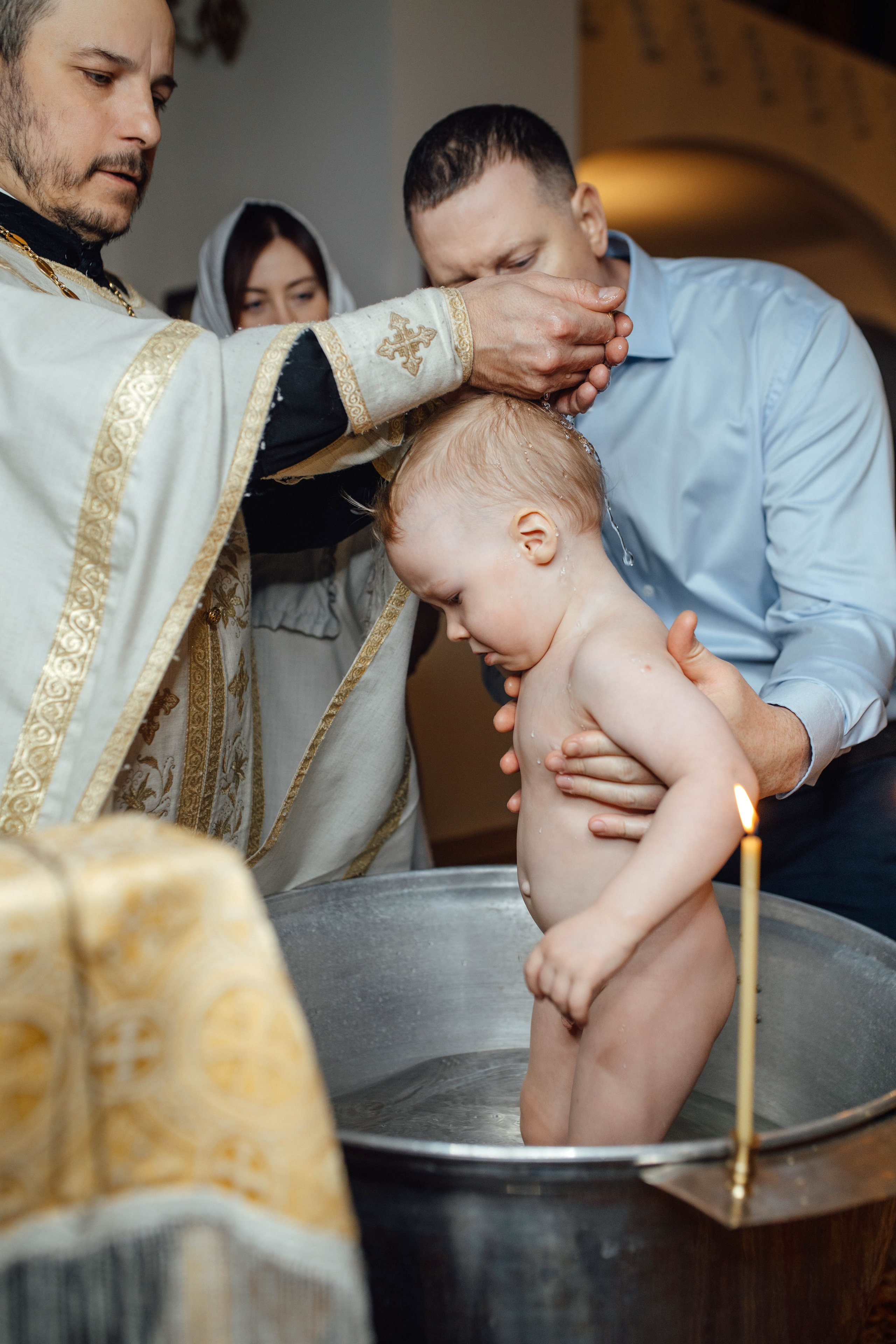 Таинство крещения Льва, храм Вознесения Господня, Ждановичи, февраль 2025