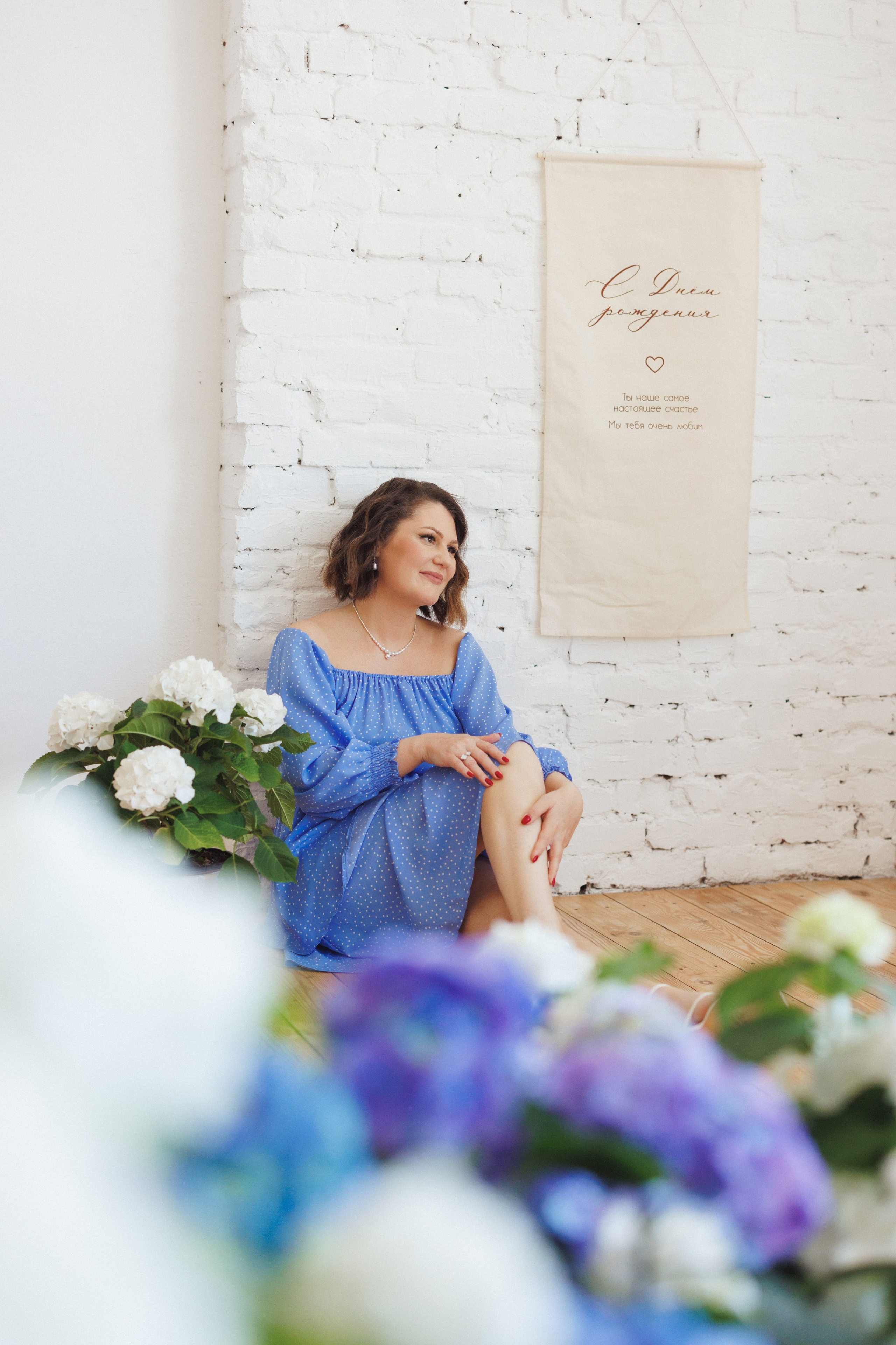 Фотосессия с живыми цветами Гортензии в фотостудии Space JOBS, город Краснодар. Семейный и детский фотограф в Краснодаре Анна Трашкова