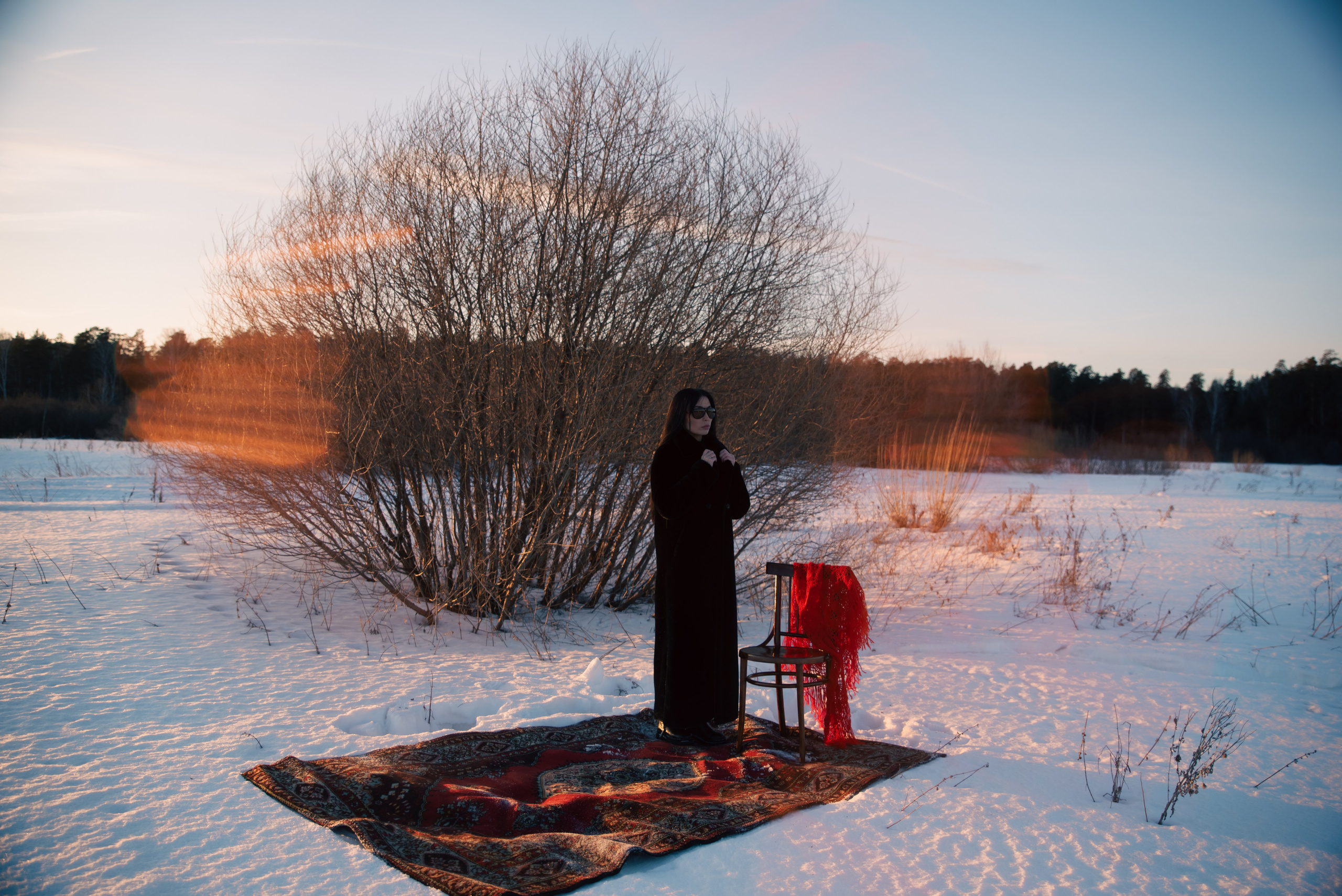 Фотосессия с красным ковром на снегу. Семейный фотограф в Миассе Ольга Широковская