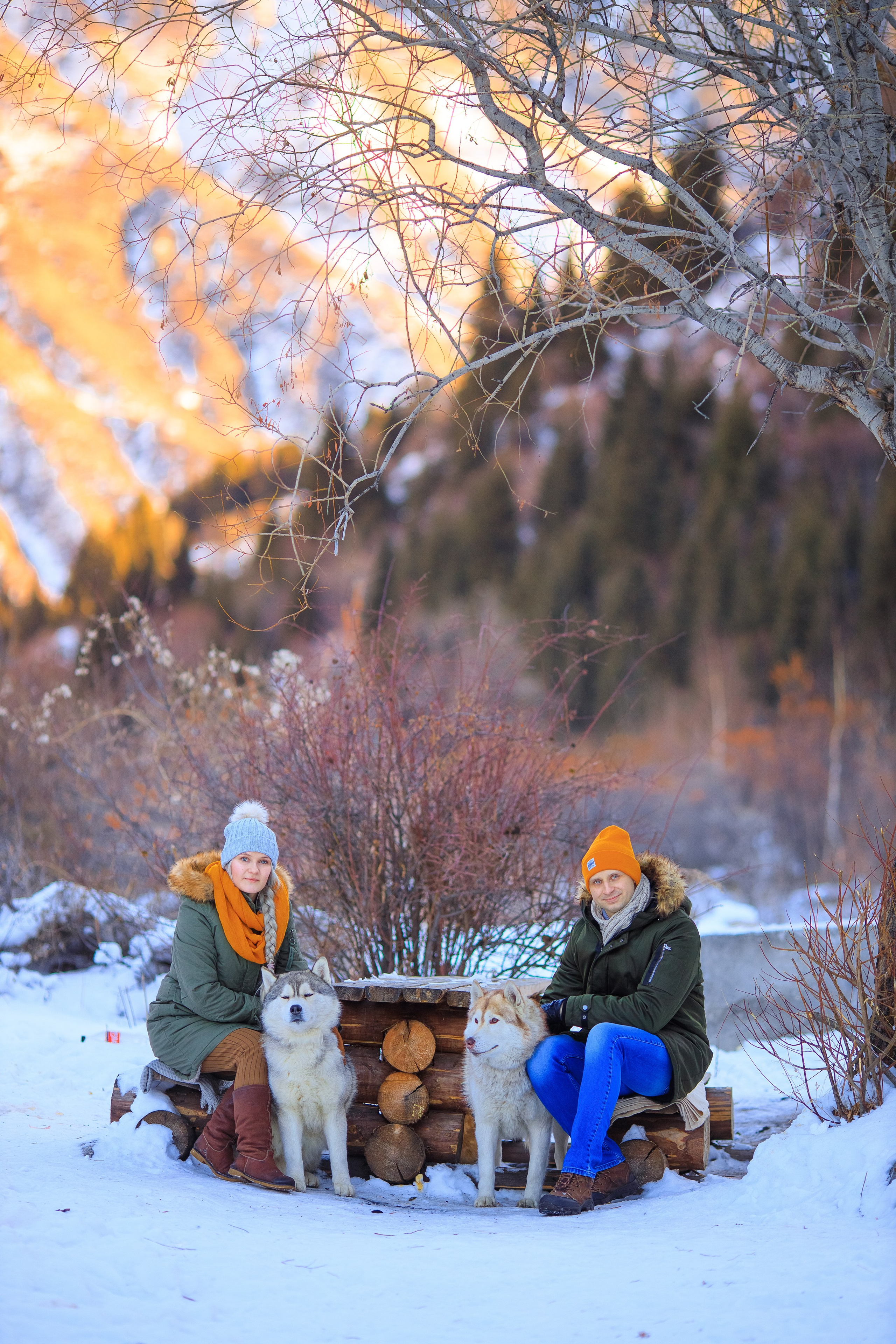 Зимняя фотосессия с Хаски. Свадебный и семейный фотограф в Алматы Алексей Балышев