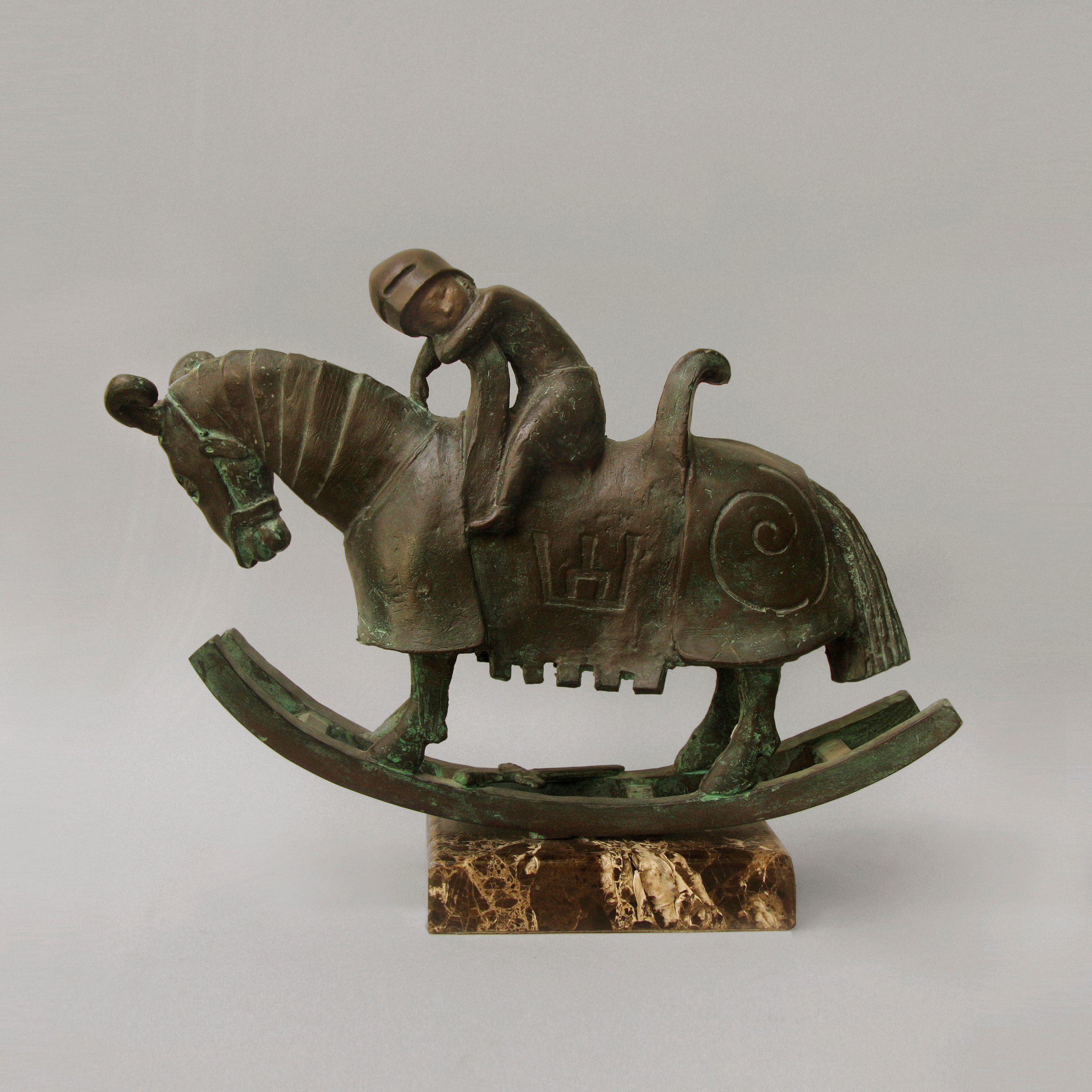 "Сон воина" из серии Сказки. Бронза, гранит, 26 H x 34 W x 11 cm