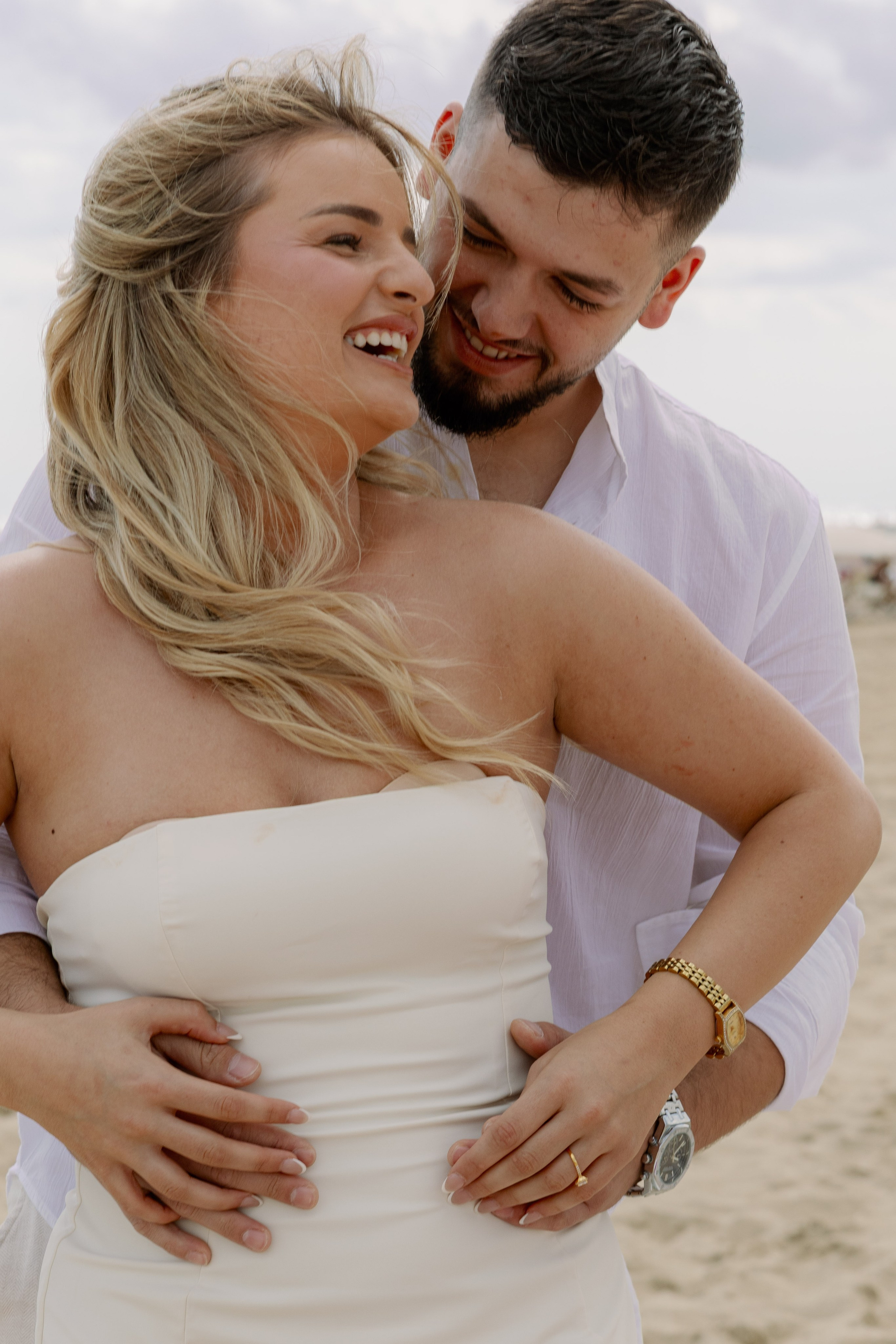 Romantic dinner proposal with view of the Barcelona skyline