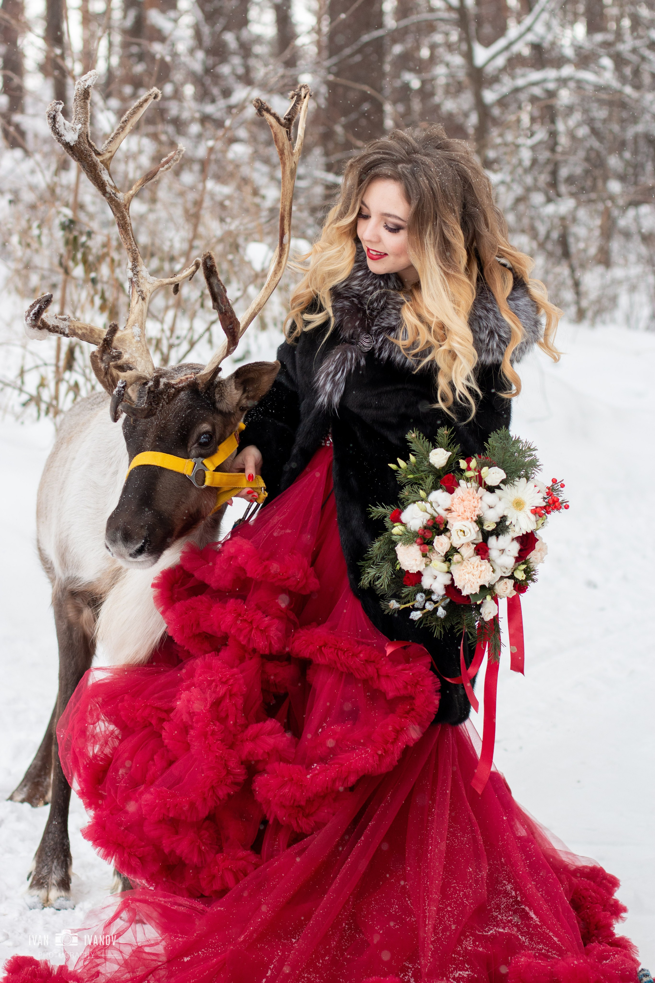 Фотосет с северным оленем. Свадебный и семейный фотограф в Новокузнецке Иван Иванов