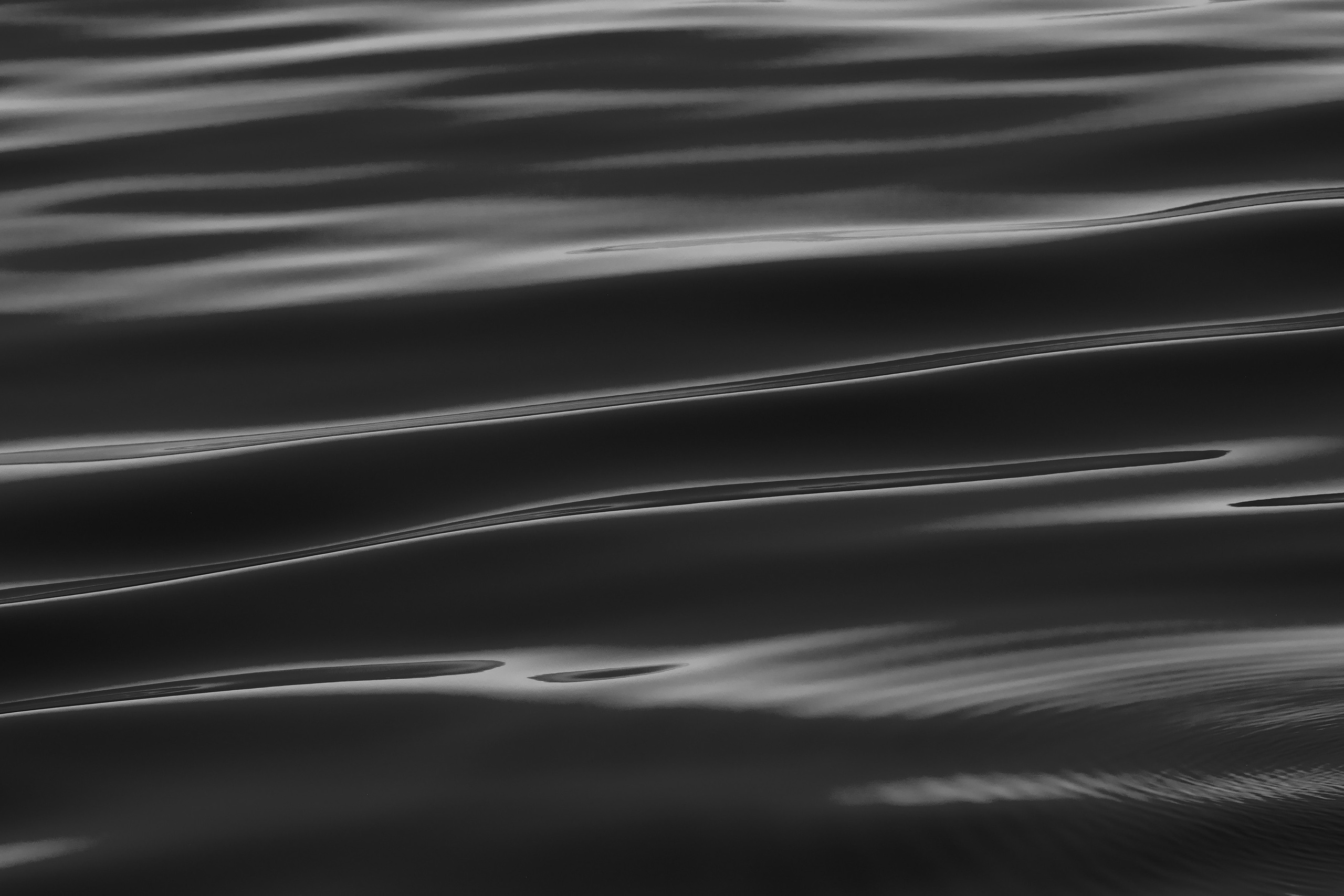 Маленькие плавные волны на поверхности моря, чб