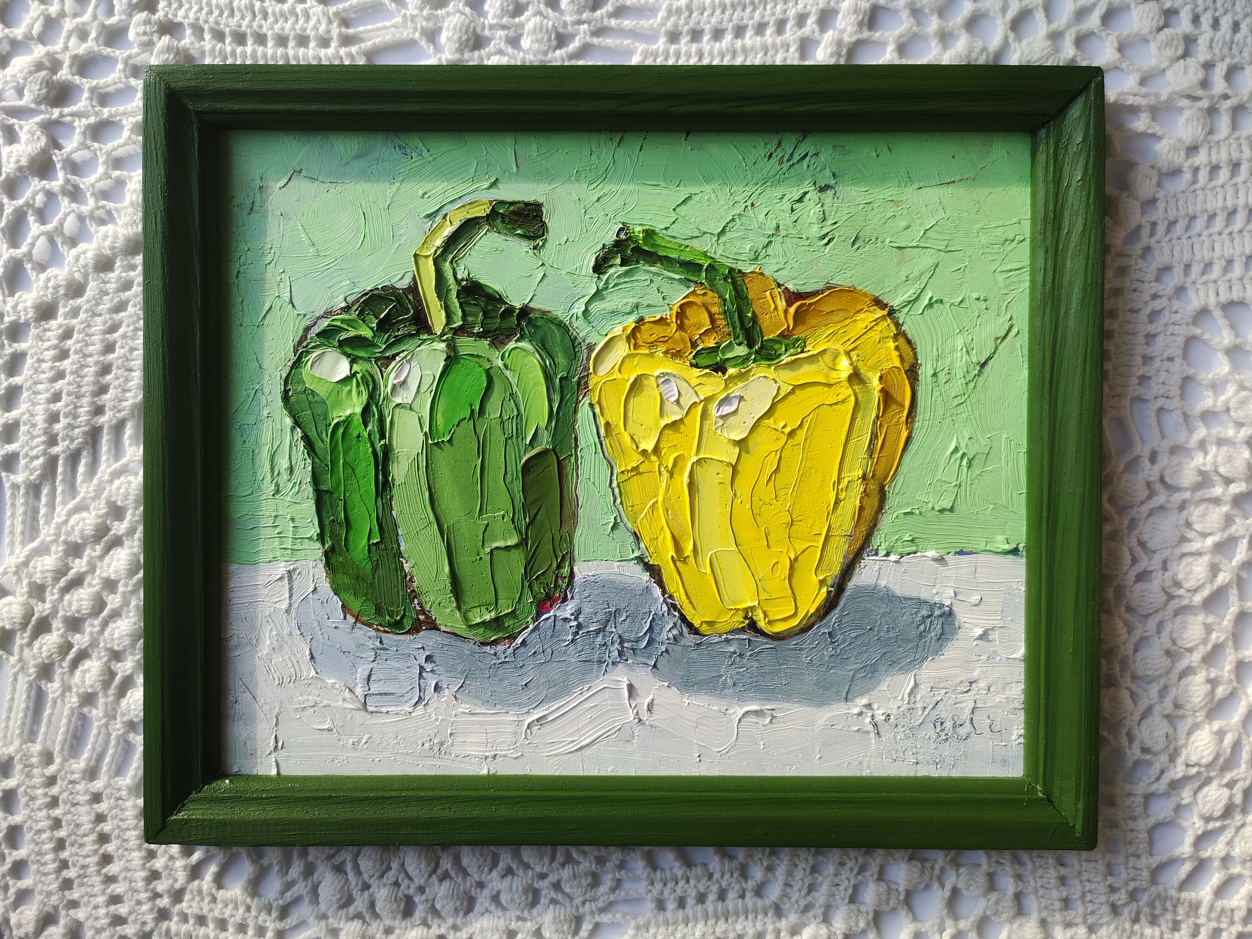 Яркая зелено-желтая картина для интерьера — декоративная живопись