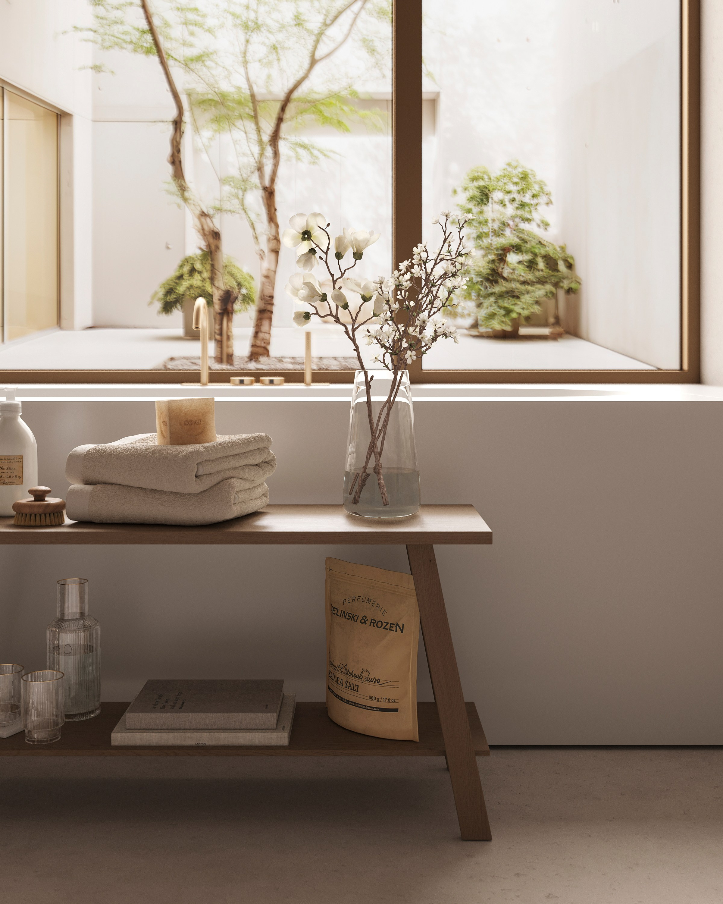 ZEN BATHROOM | SUNNY & SOFT CONCEPTS. Interior Visualization by Valerie Stetyukevich