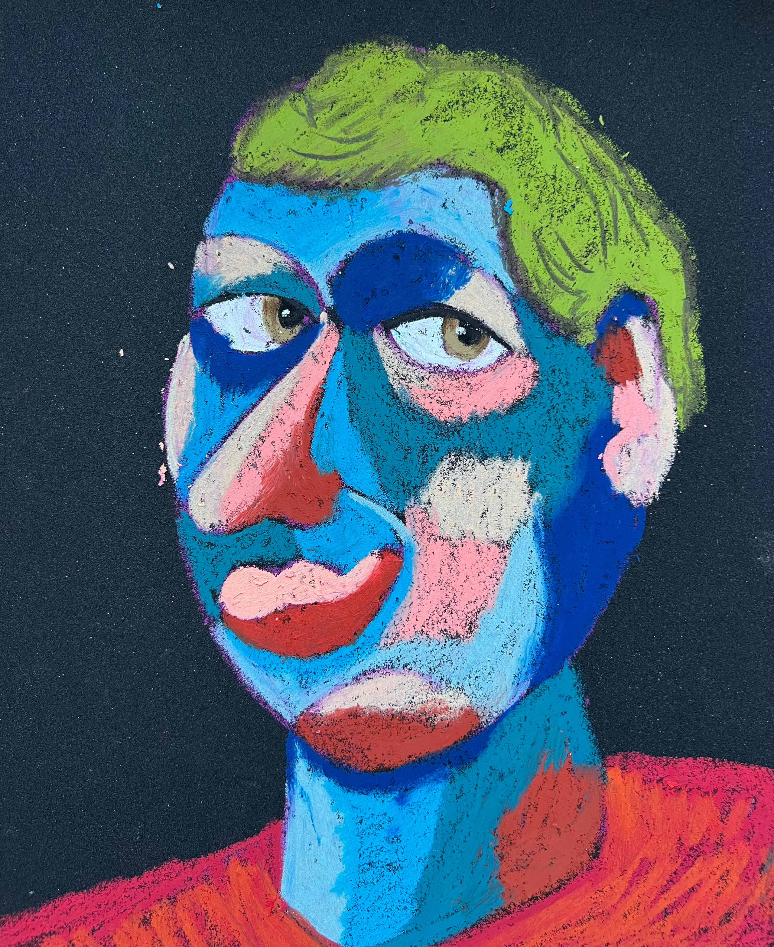 Title: Buddy Material: Oil pastel, paper Size: 28 x 23 cm