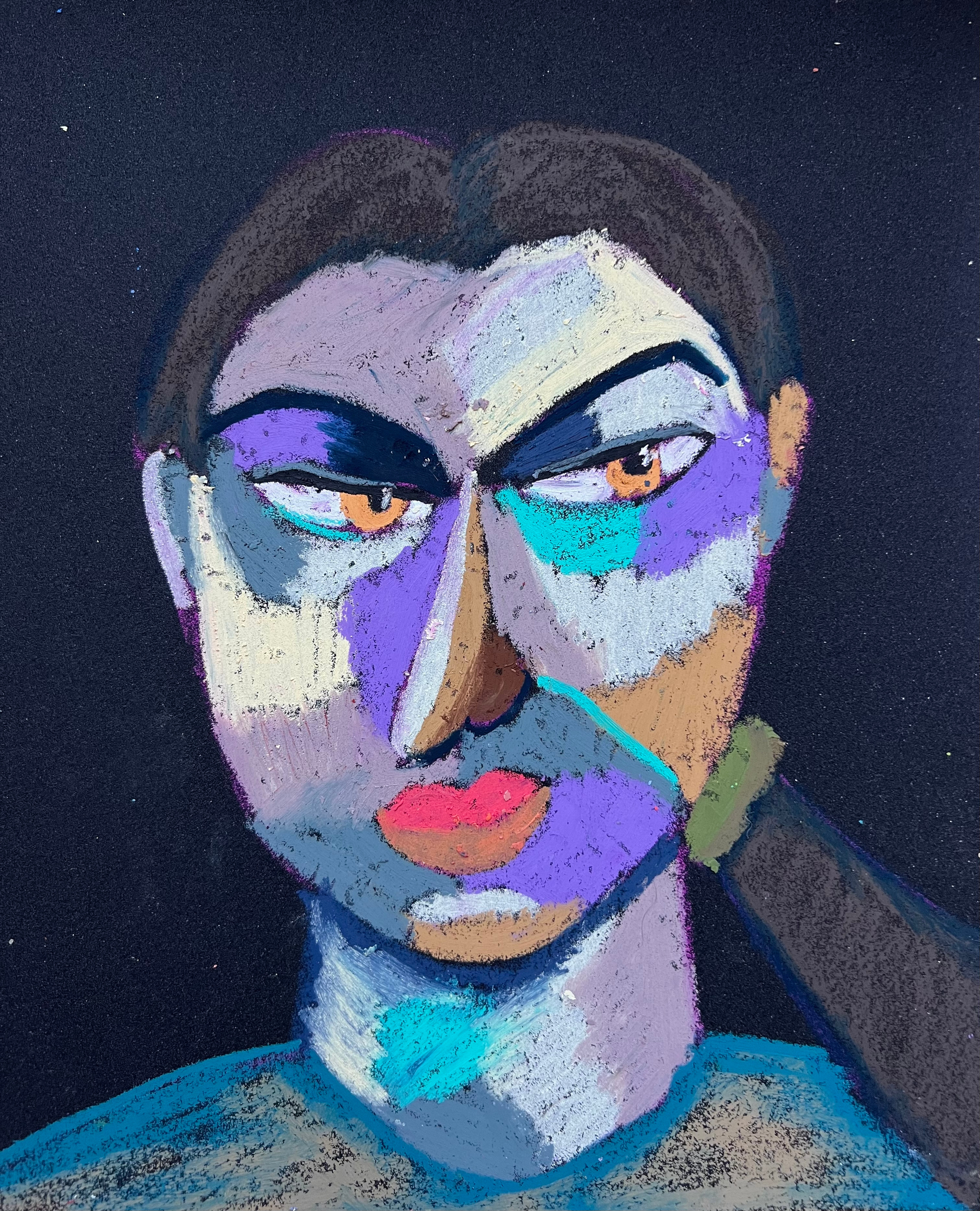 Title: Schoolgirl Material: Oil pastel, paper Size: 28 x 23 cm