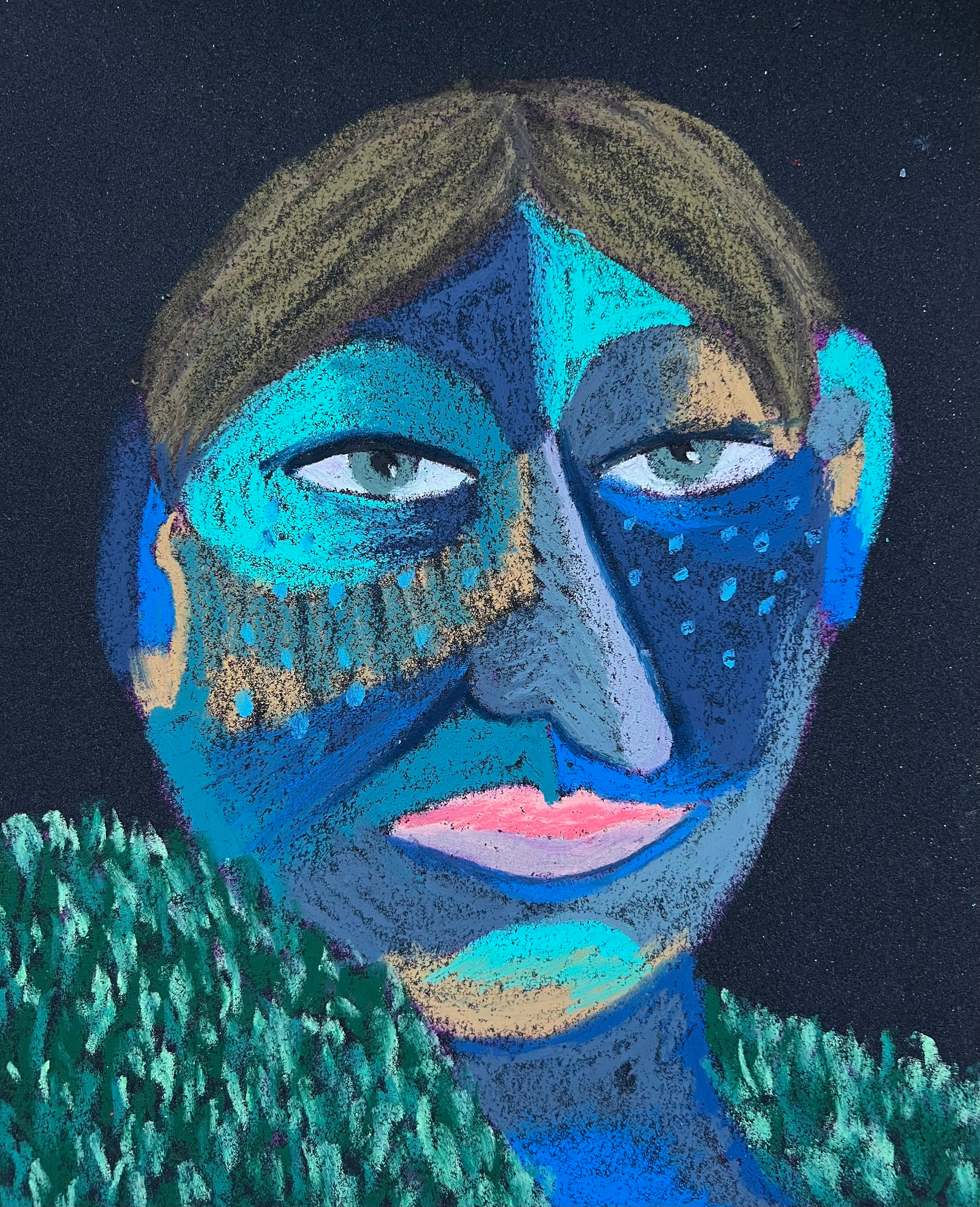 Title: Forest Ranger Material: Oil pastel, paper Size: 28 x 23 cm