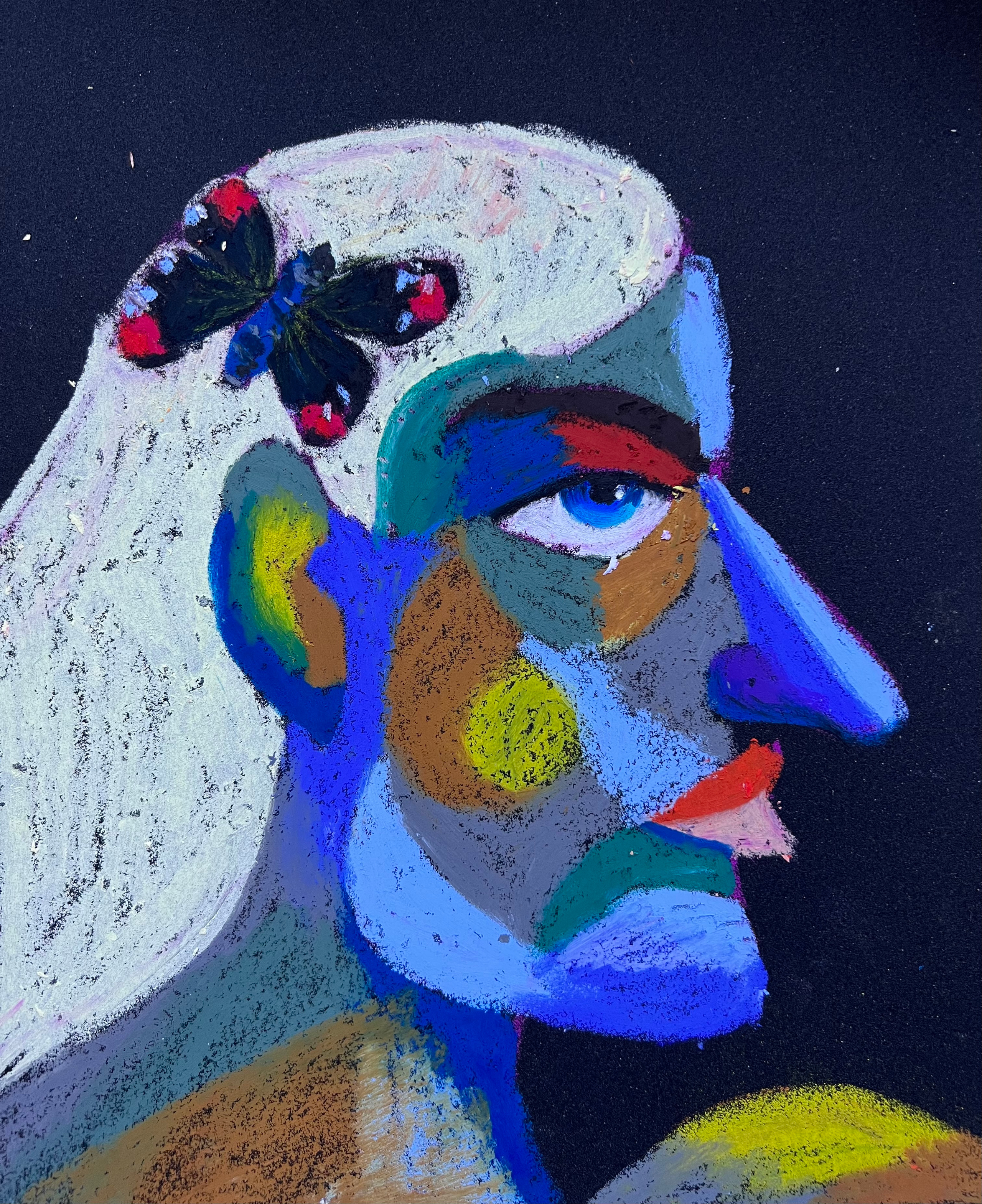 Title: Alice in Wonderland Material: Oil pastel, paper Size: 28 x 23 cm