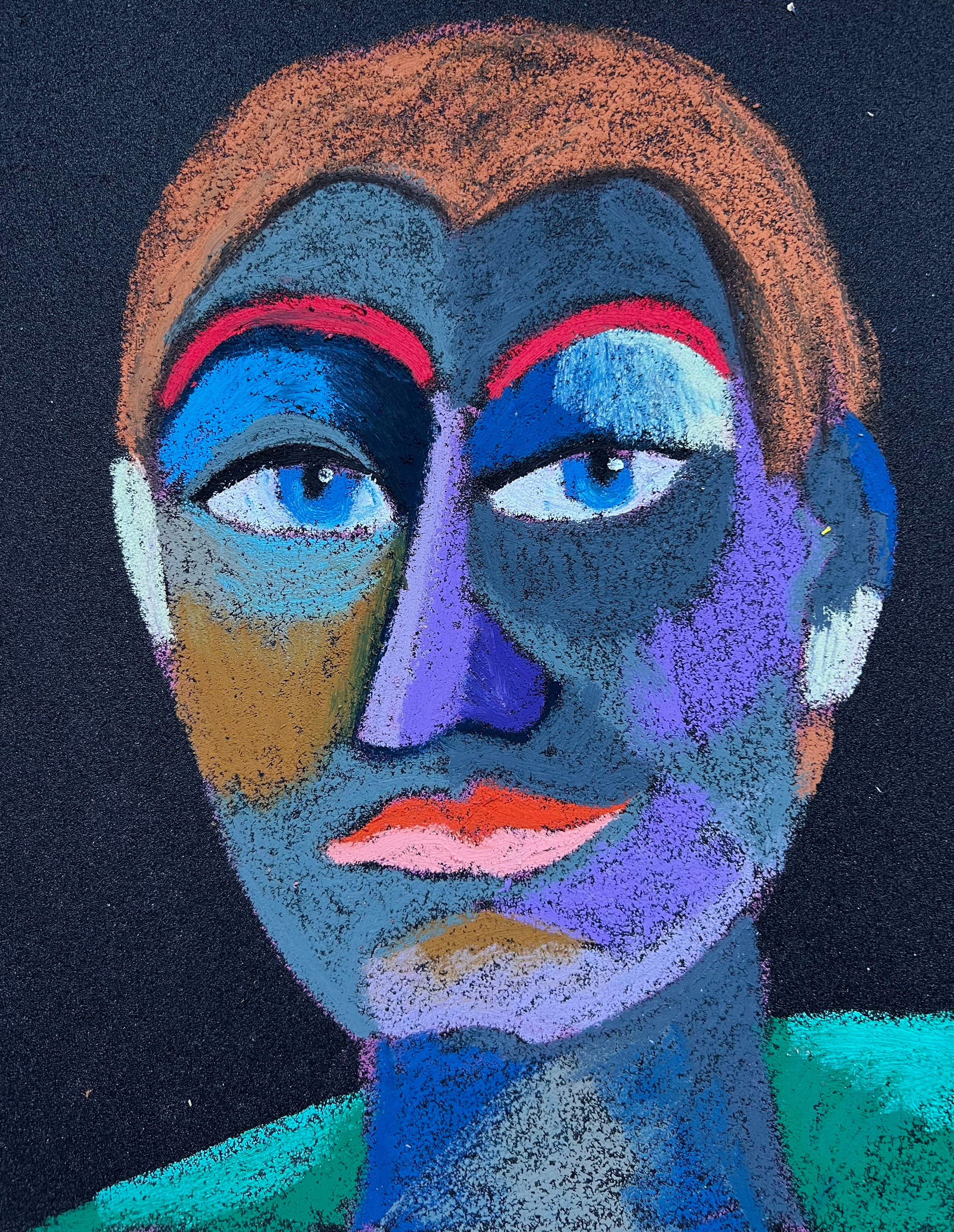 Title: Pro in Action Material: Oil pastel, paper Size: 28 x 23 cm