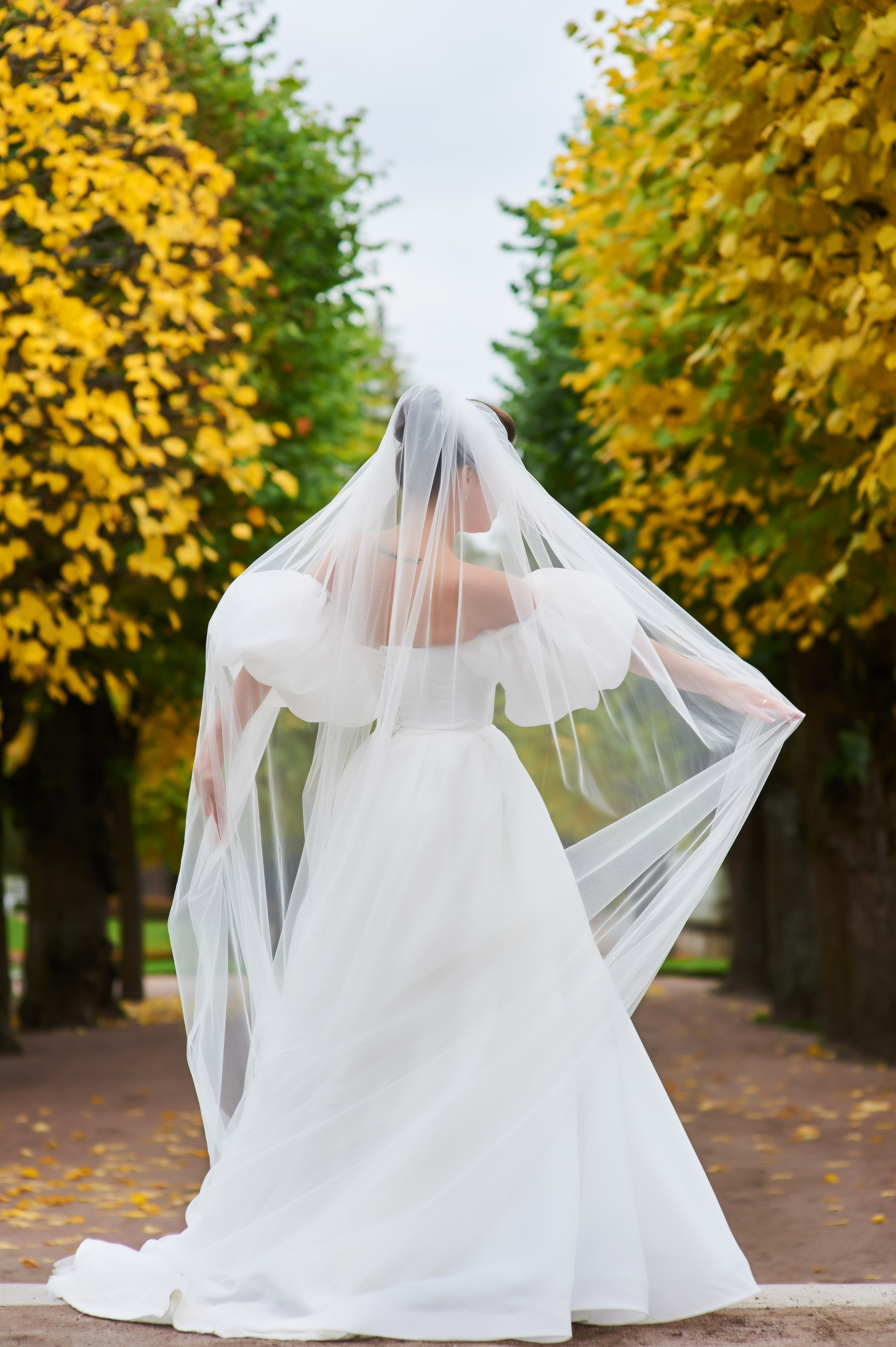 Осенняя свадебная прогулка в Екатерининском парке в Пушкине. Портретный, семейный и свадебный фотограф в Санкт-Петербурге и в Пушкине Ширяев Денис