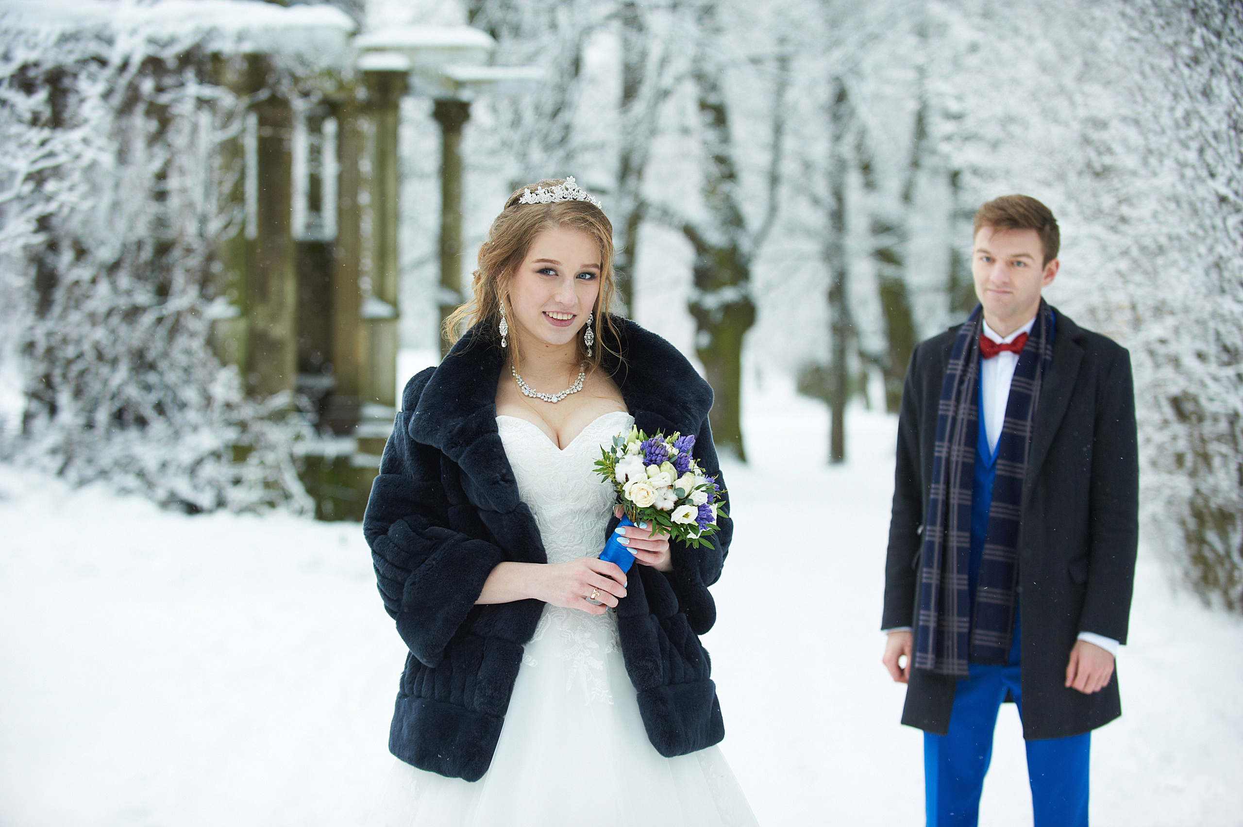 Надежда и Владислав (зимняя свадебная фотосессия в Пушкине в Екатерининском парке). Портретный, семейный и свадебный фотограф в Санкт-Петербурге и в Пушкине Ширяев Денис