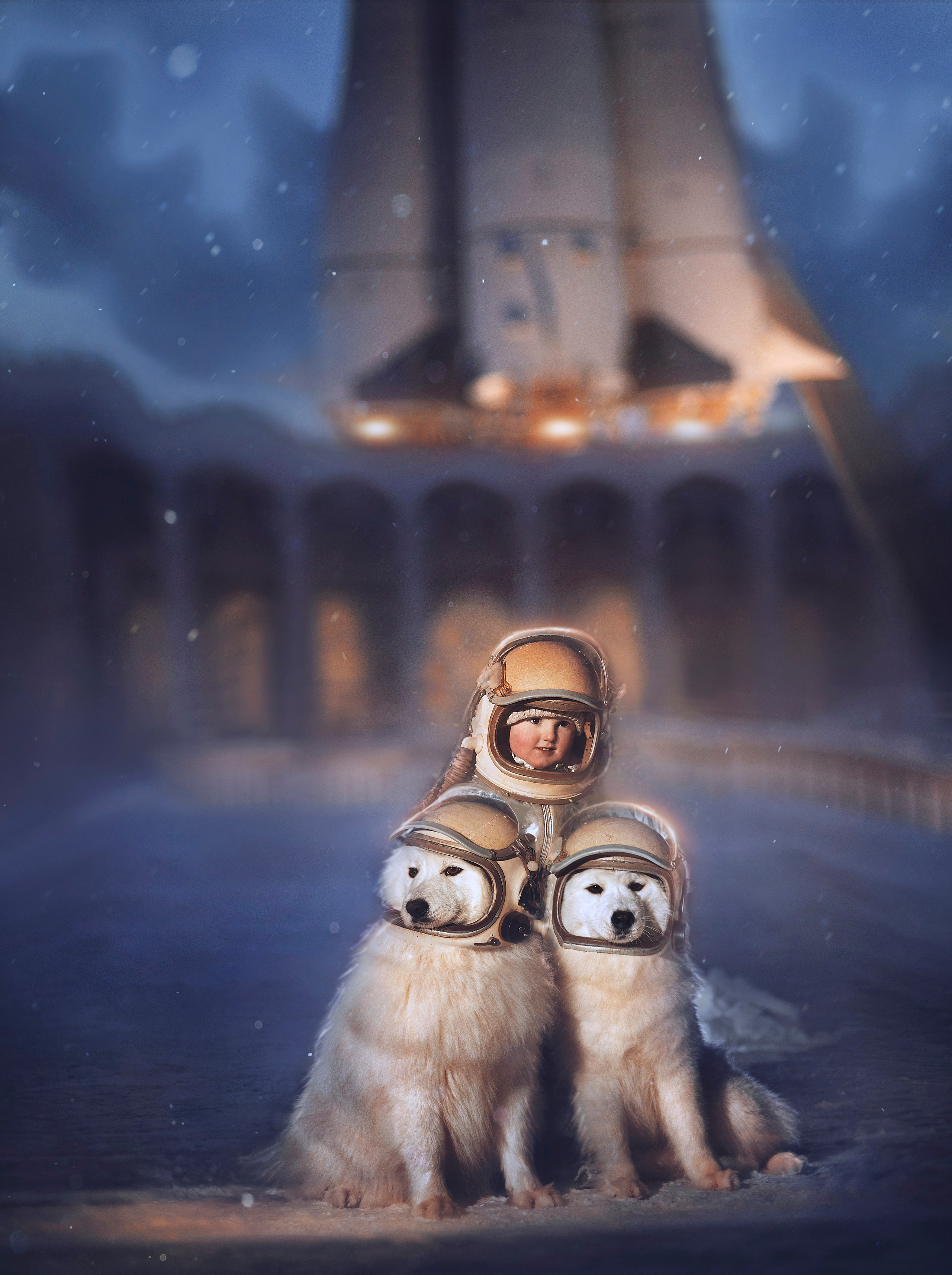 фотосессия космос, космонавт, зимняя фотосессия, космонавтика