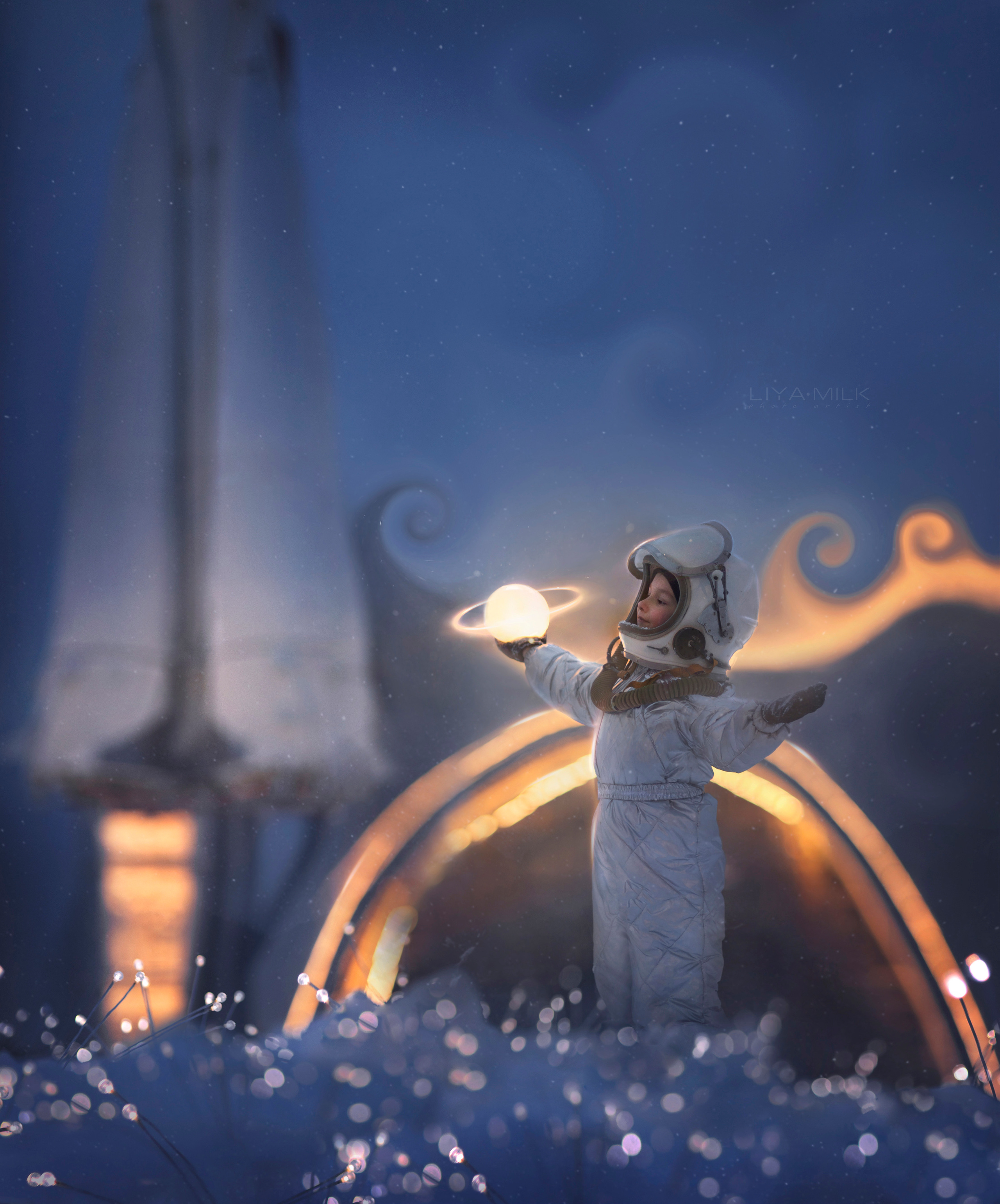 фотосессия космос, космонавт, зимняя фотосессия, космонавтика