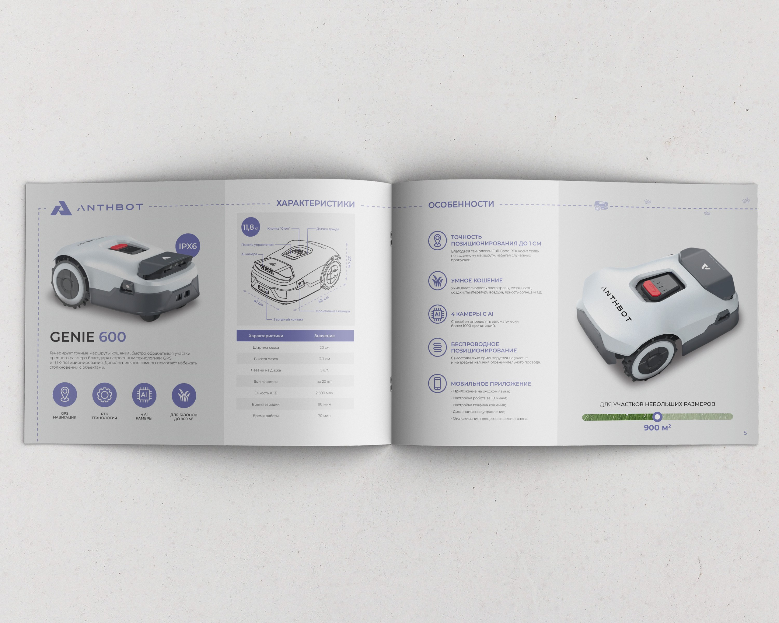 дизайн и верстка каталога продукции газонокосилок роботов Anthbot
