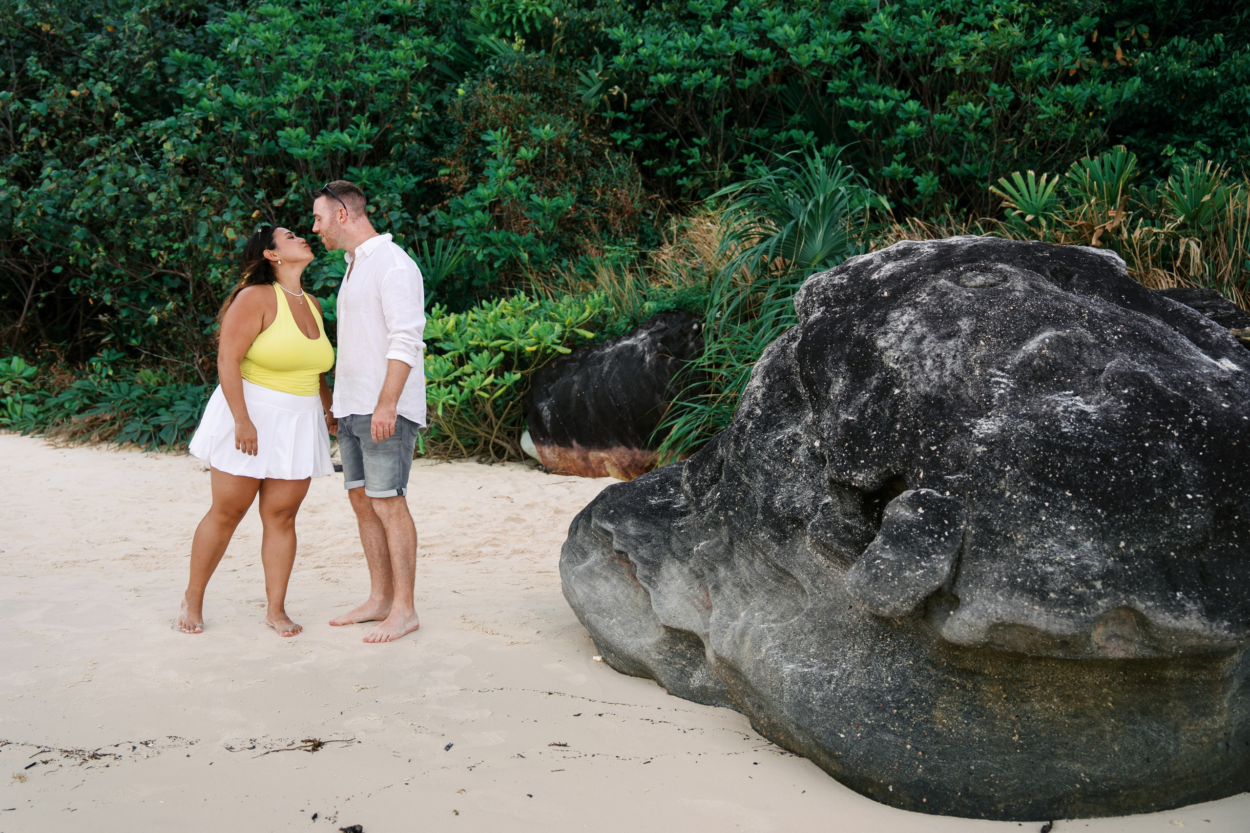     Romantic beach proposal with ocean sunset in Phu Quoc.