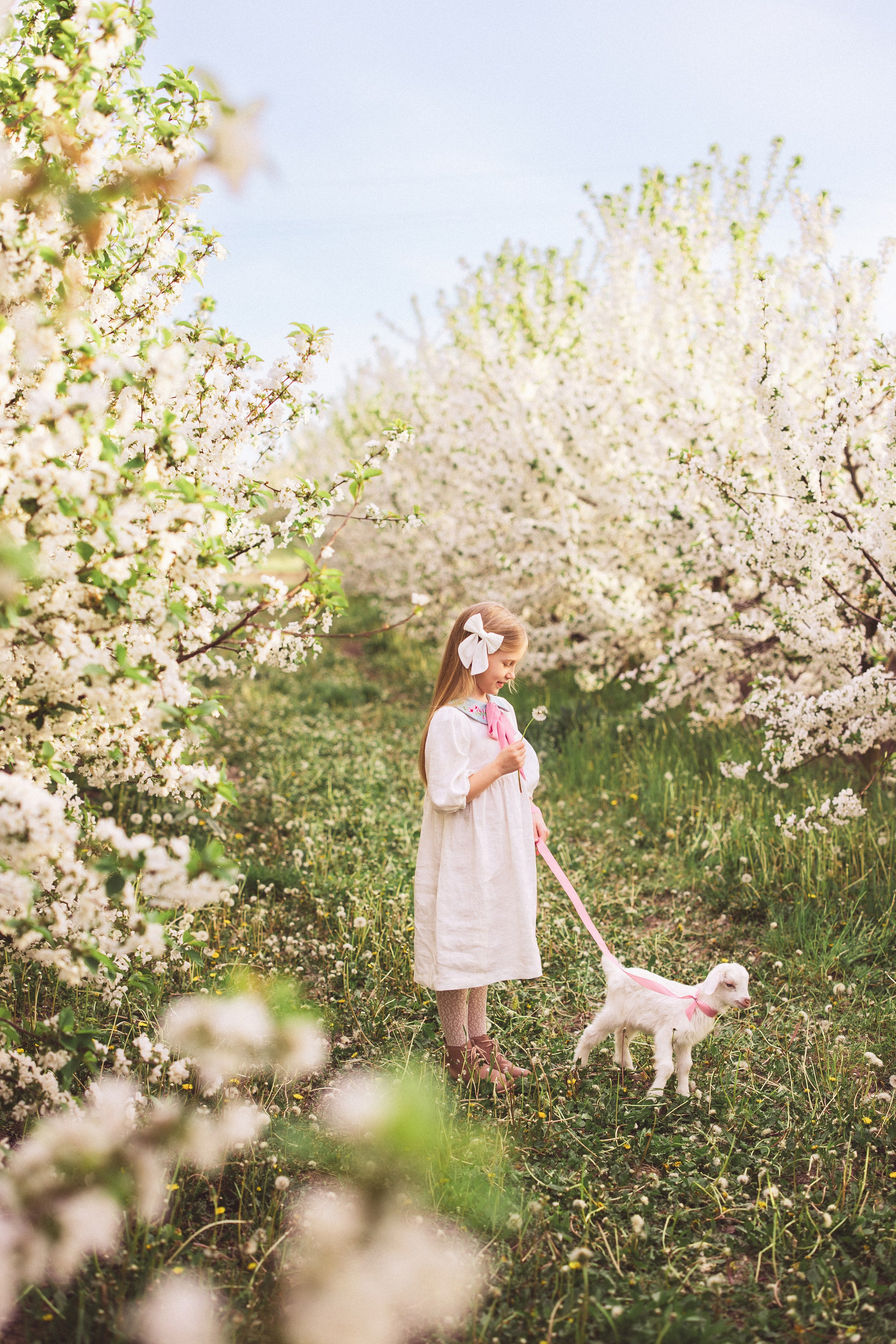 Фотосессия в цветущем саду с козочкой. Семейный и детский фотограф в Краснодаре Анна Трашкова