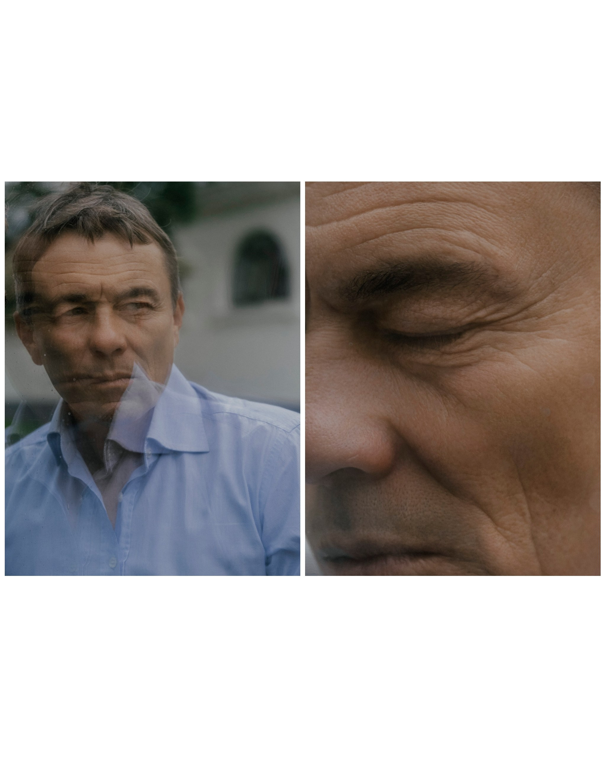 отражение мужчины в стекле, портрет отражения 