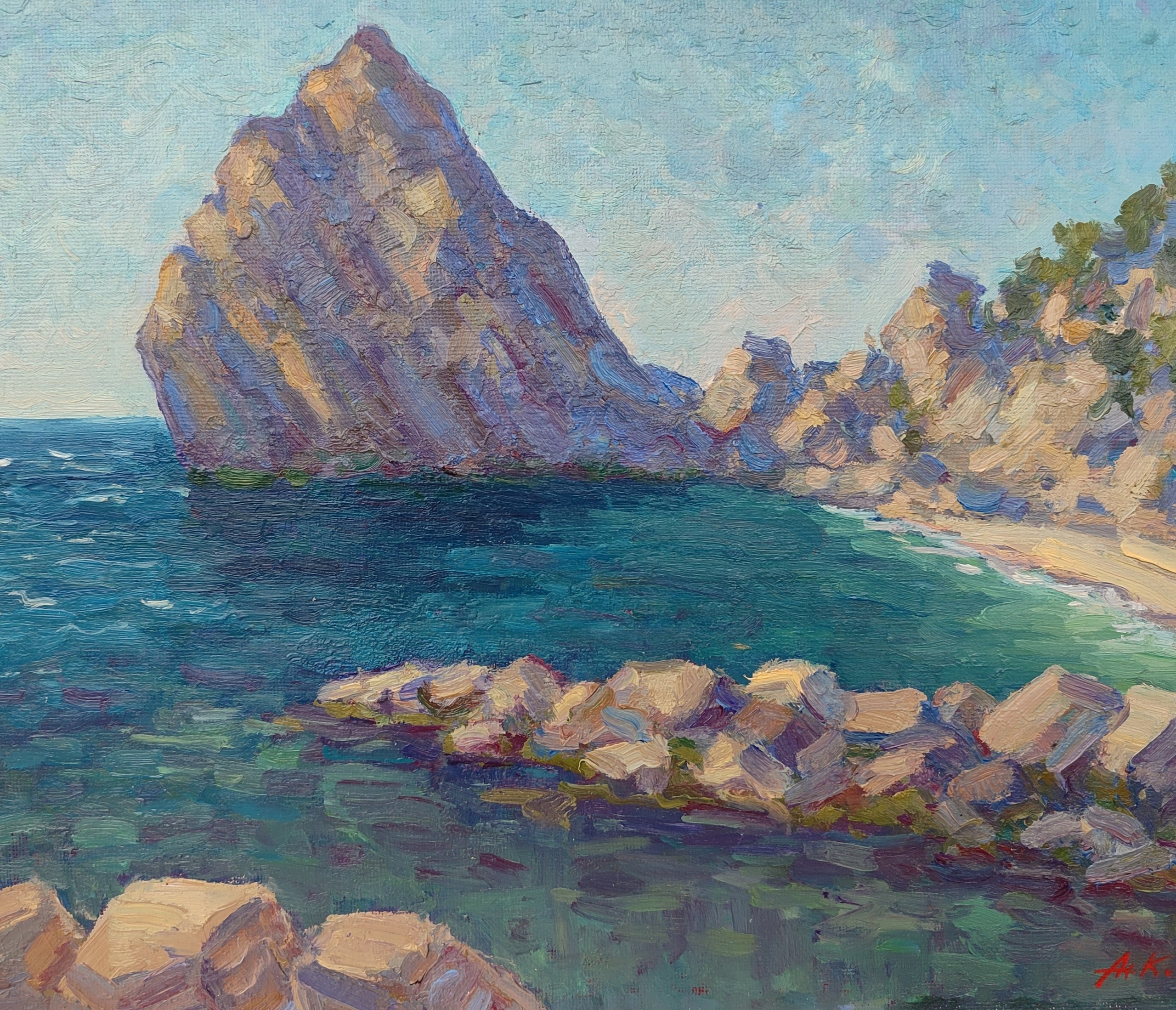Симеиз картина маслом морской пейзаж и скала Дива