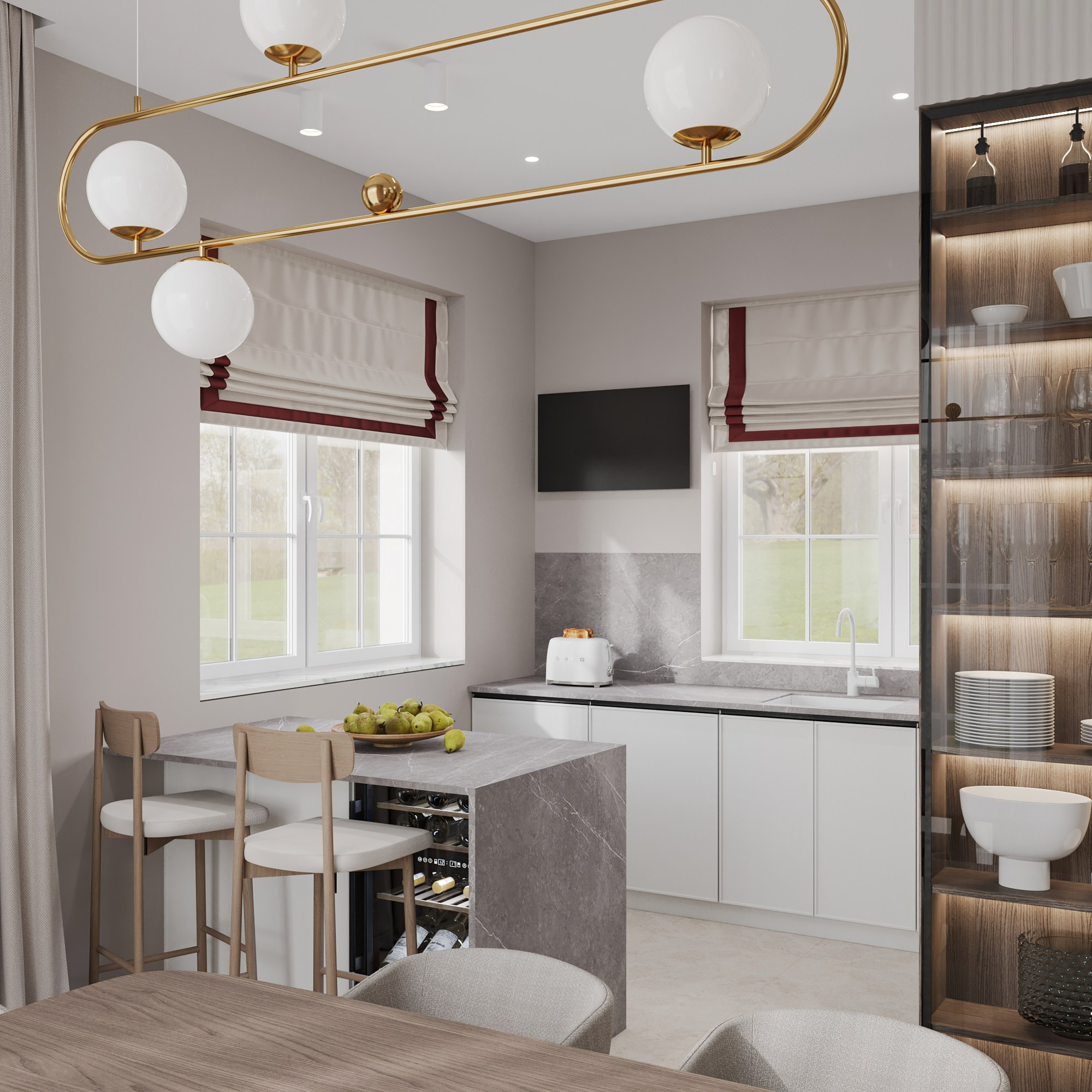 Первый этаж 2-х этажного дома. Интерьерный 3Д Визуализатор Маргарита Оберемко