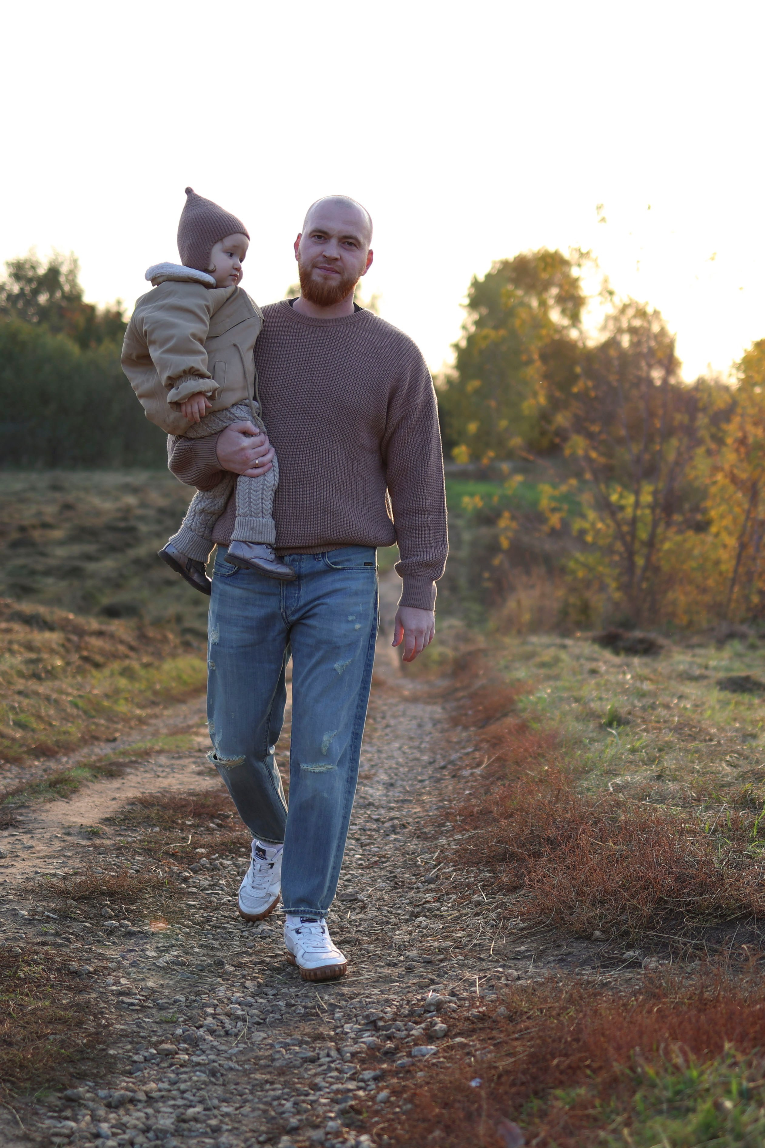 Осенняя прогулка папы с дочками. Семейный и детский фотограф в Москве Анастасия Мурга