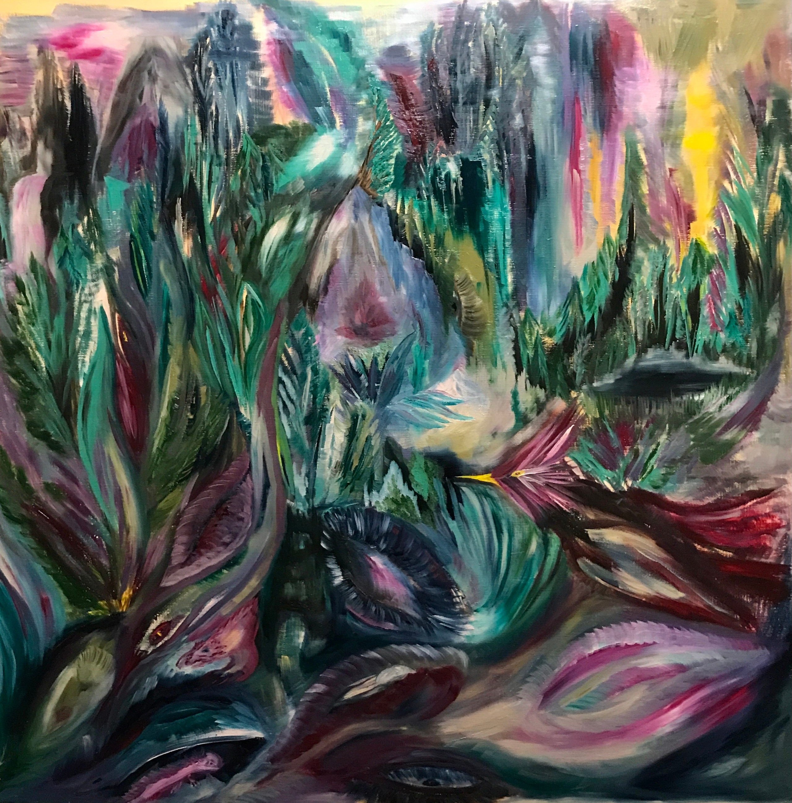 Картина с элементами абстракции и сюрреализма. Фантазия в мягких тонах на тему сказок. Там чудеса, там...