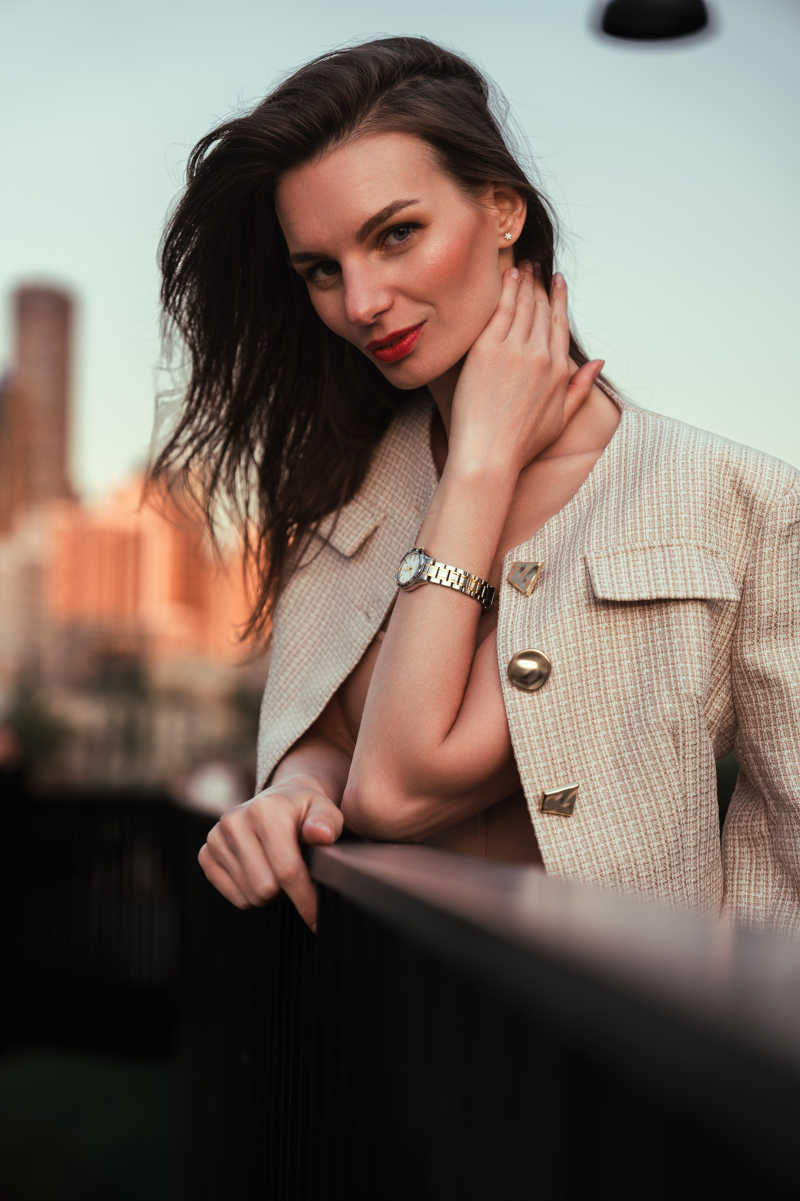 фотосессия в стиле нью йорк в платье и пиджаке в Москве