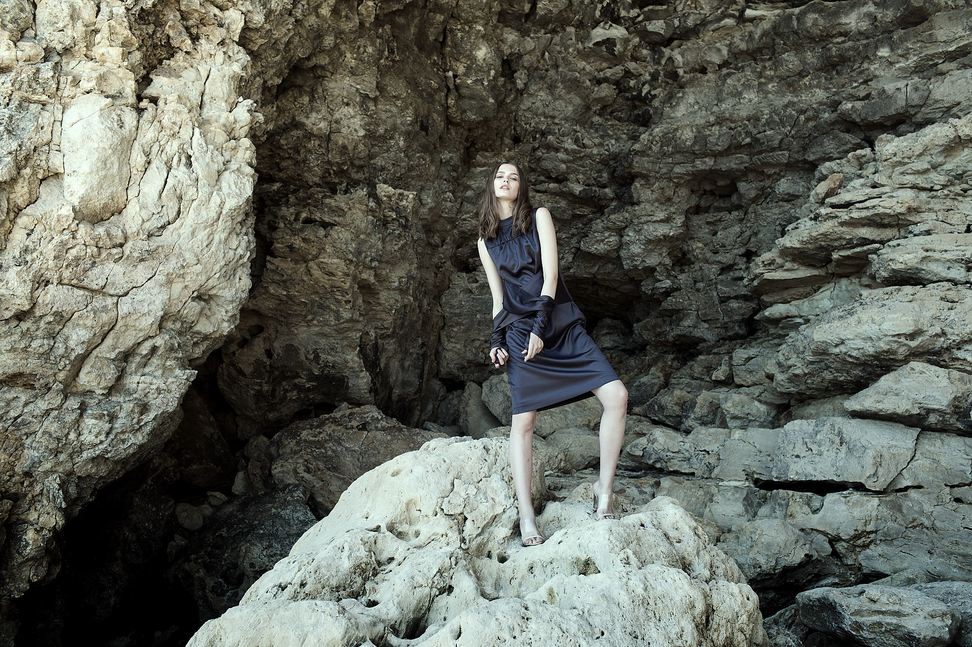 Artistic photography on the rocky shore of the Black Sea