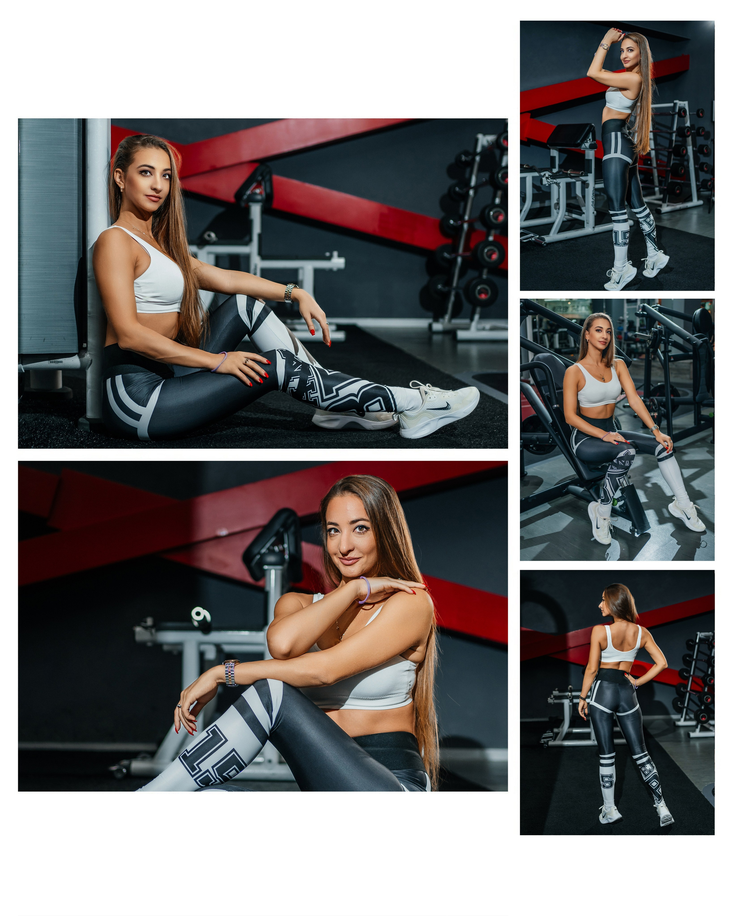 Спортивная фотосессия в современном фитнес-центре: динамичные кадры на тренажерах