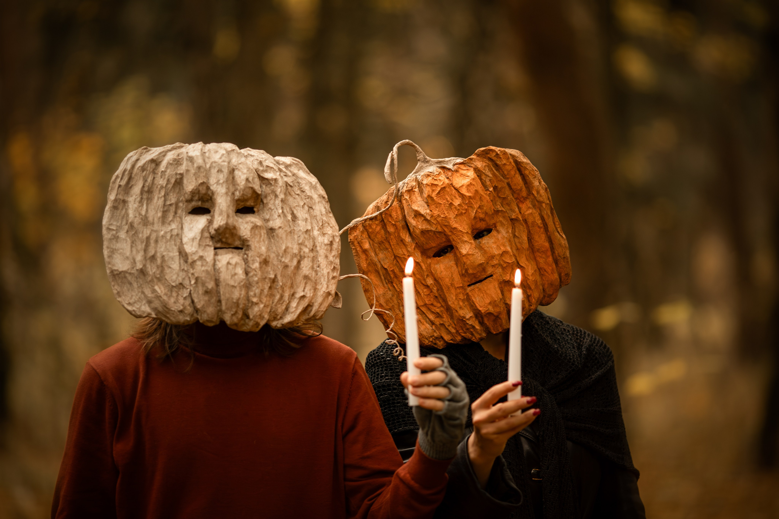 Фотопроект «Духи леса» — маски из папье-маше, свет и тишина природы. Фотограф Анна Грошикова — авторская съёмка на рассвете и закате в Москве, Мытищах, Солнечногорске и Московской области