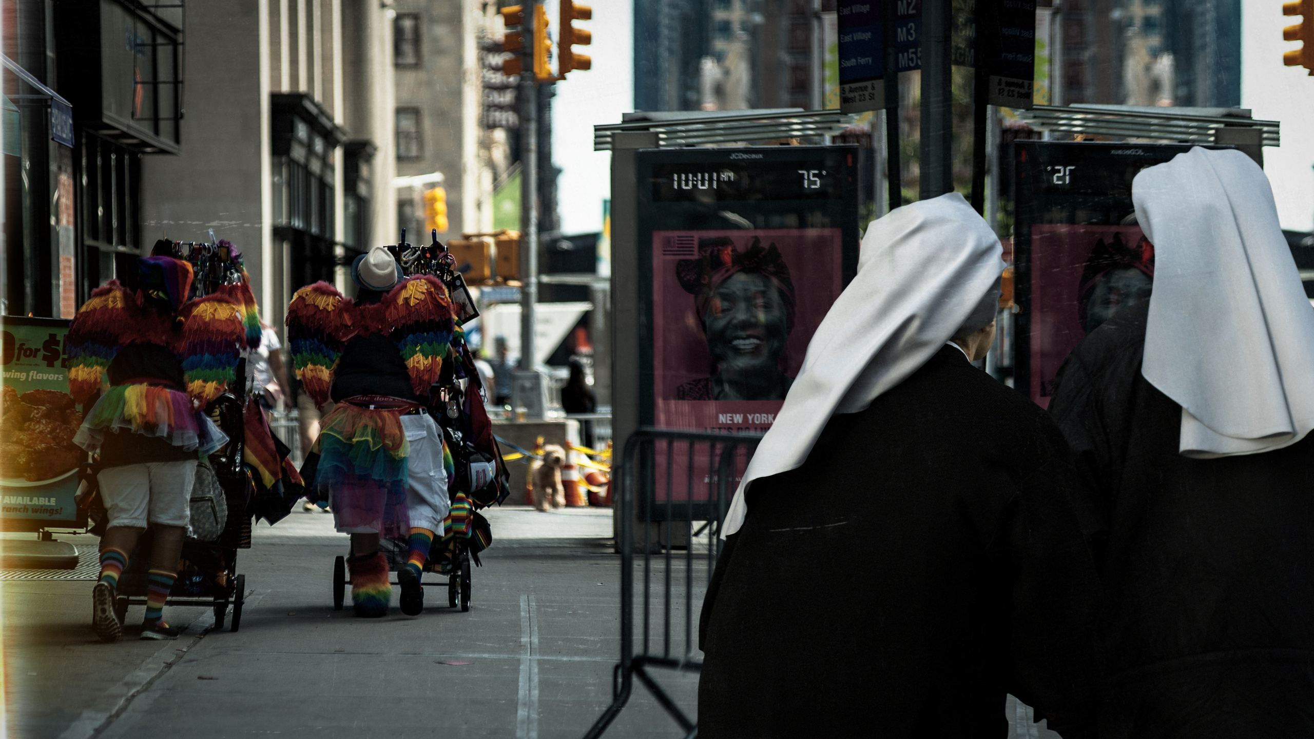 two nuns walking down the street of new york photo for interior with high quality print Philip Butkin Филипп Буткин Butkinas 