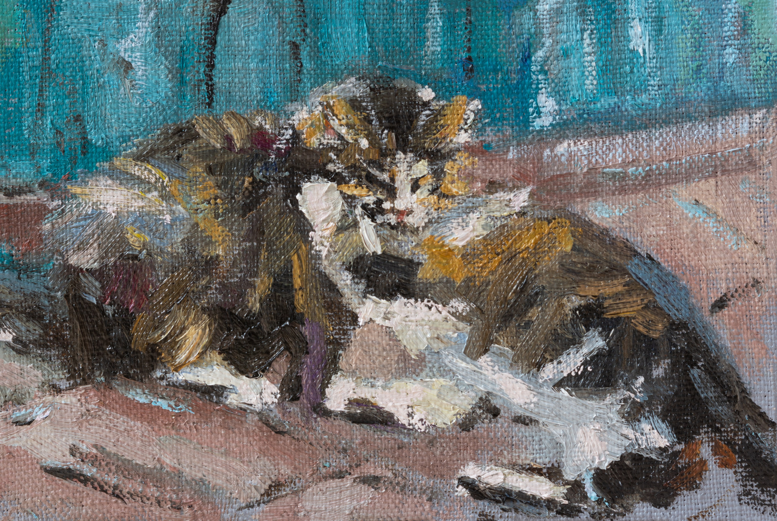 "Драка" холст, картон, масло 10х15см, 2023