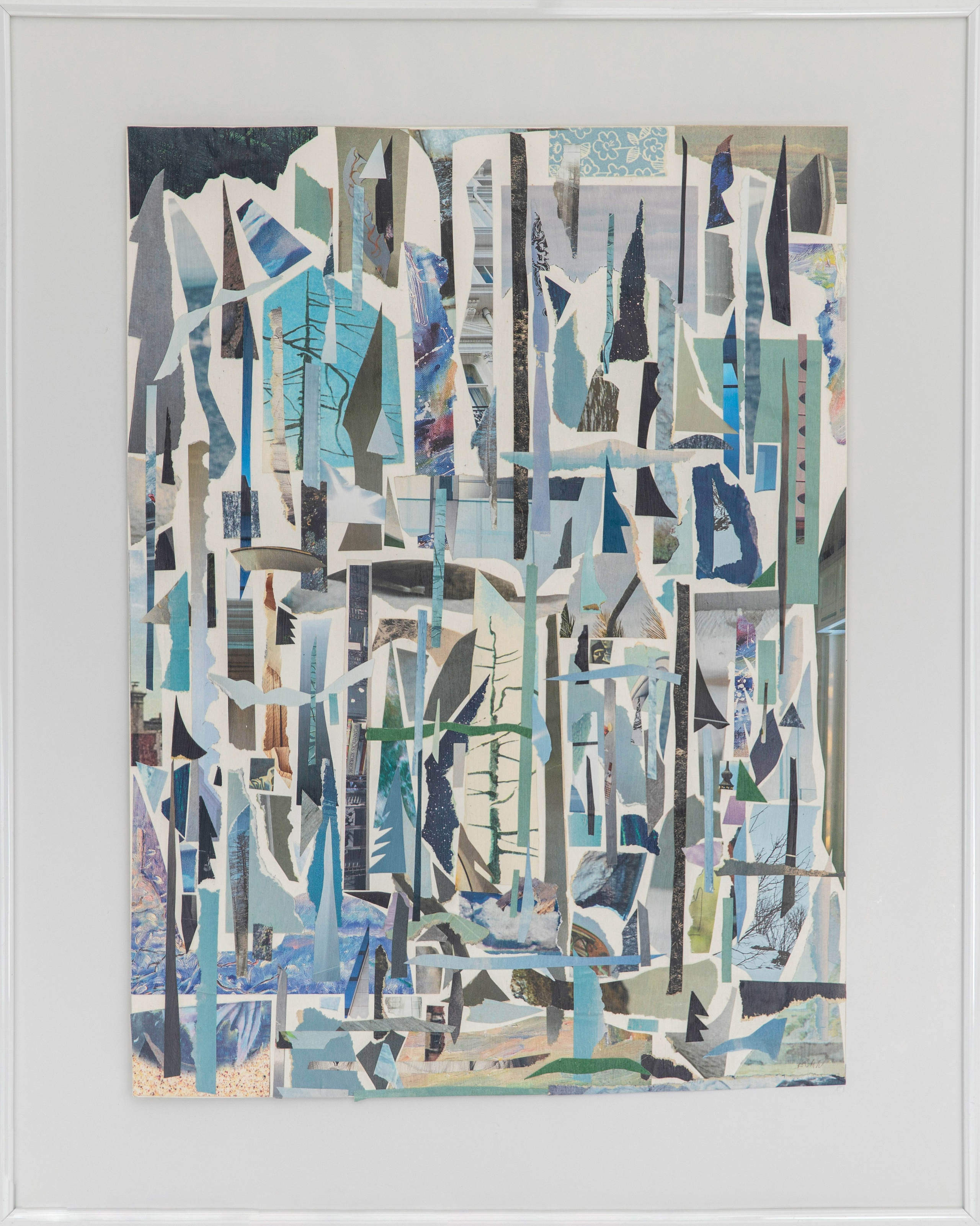 «Зимний лес» Переплетение линий рождает ощущение зимнего леса. Однако если присмотреться, можно уловить более глубокий смысл: на переднем плане деталей больше, как в жизни события, люди, трудности, которые происходят рядом с нами прямо сейчас, имеют для нас большее значение и насыщены подробностями, красками и переживаниями. Но на заднем плане детали исчезают, превращаясь в абстрактные фигуры и растворяясь в пространстве, как исчезают наши сложности, переживания и события, отдаляясь от нас во времени, расстоянии или в важности. 40х50 см