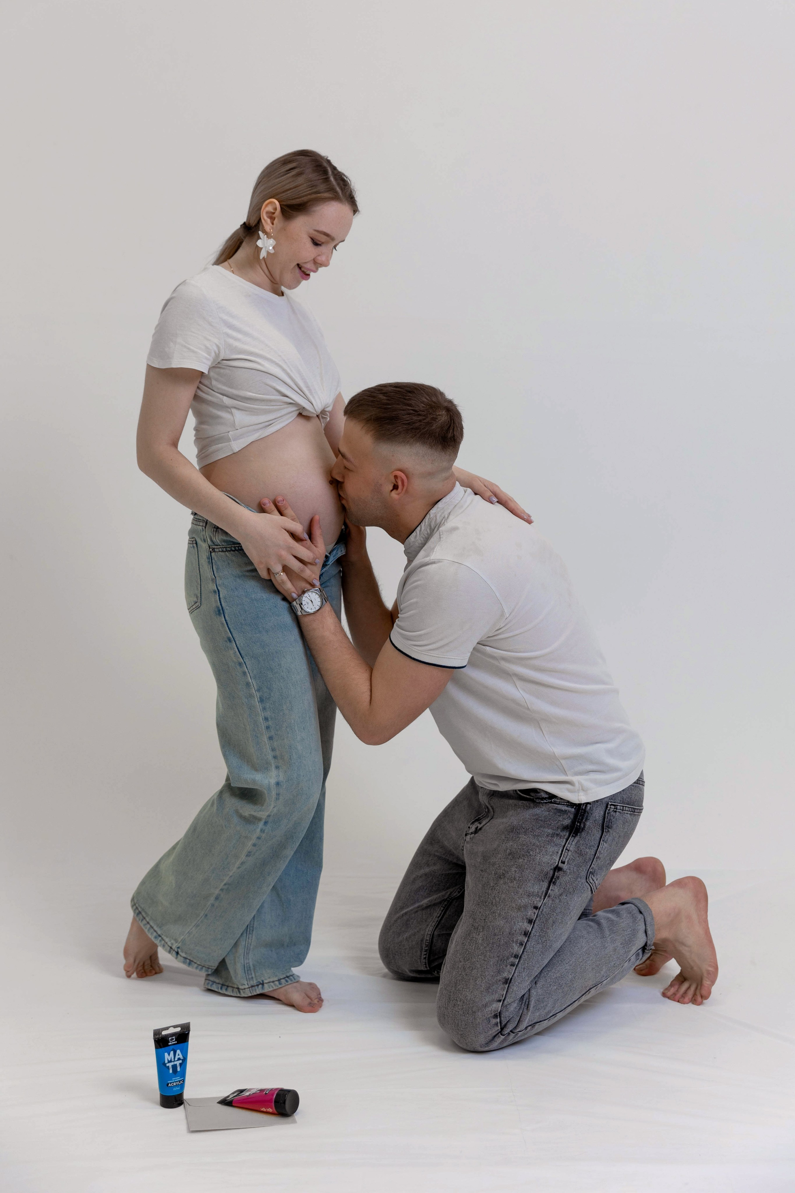 Беременность Марины и Кирилла в фотостудии. Свадебный семейный фотограф Костырина Светлана