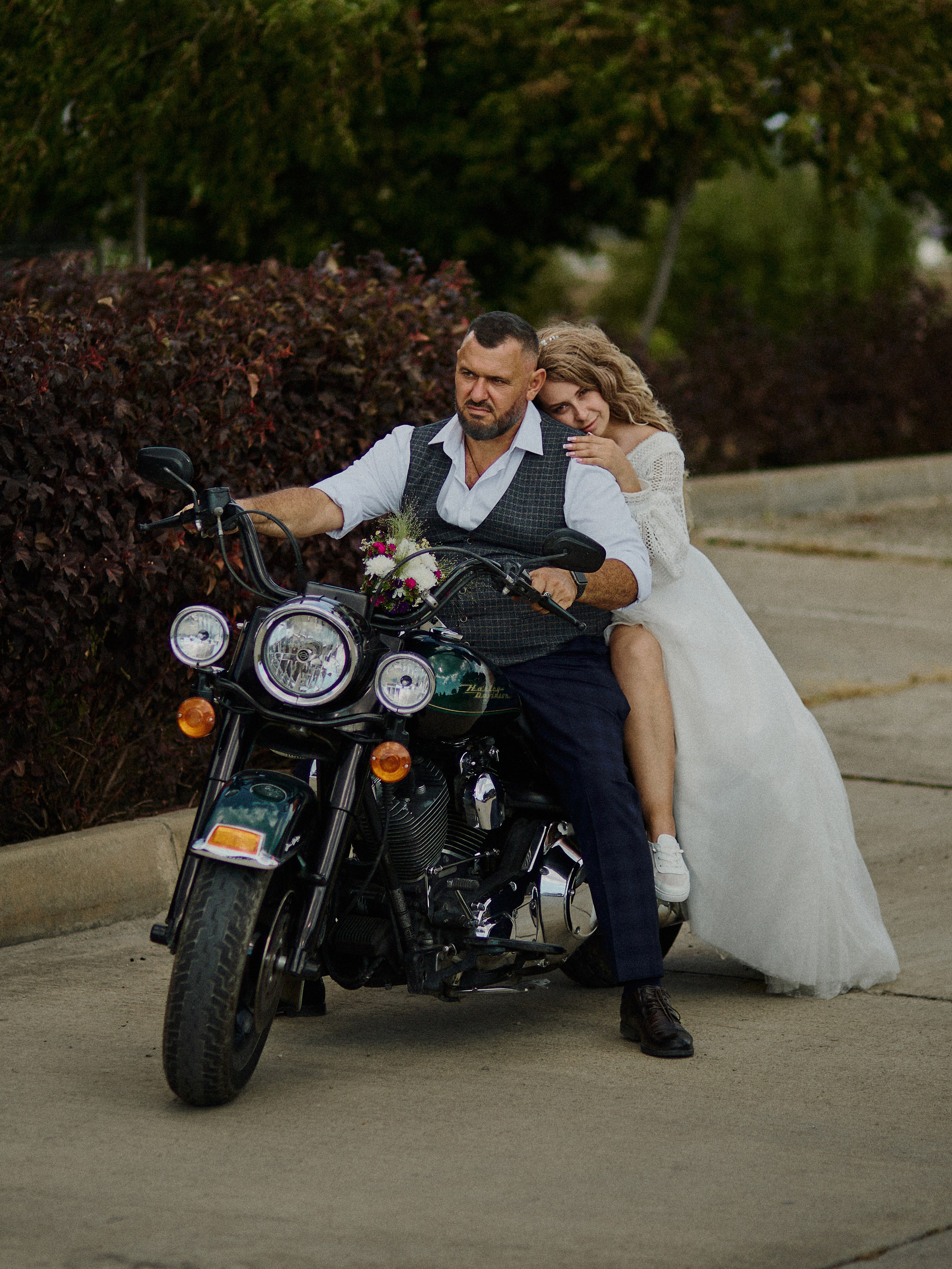 Байкерская свадебная фотосессия