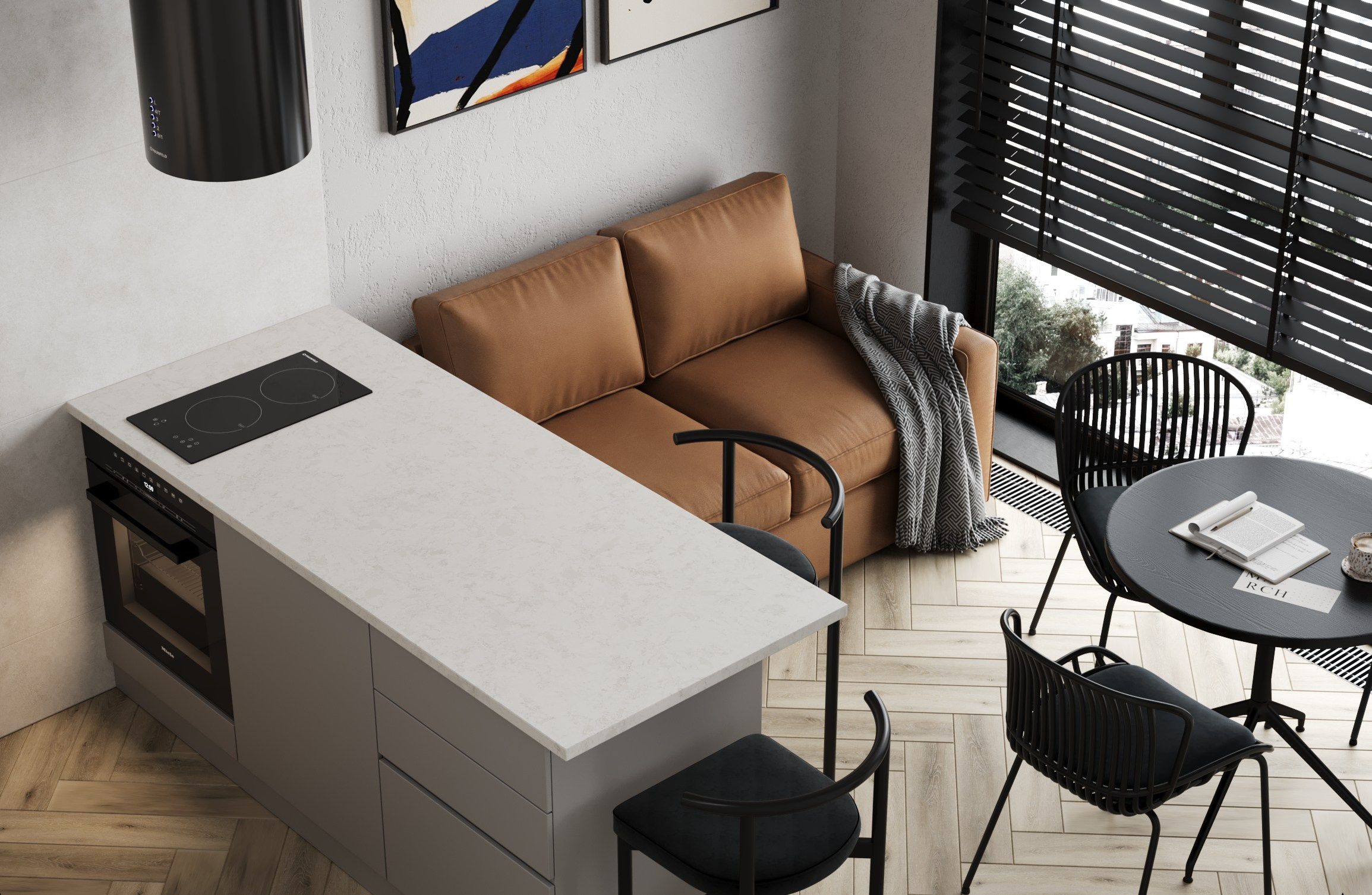 Визуализация квартиры для молодого человека UNO. Головинские пруды. Москва 40 m². Заказать 3d визуализацию интерьеров — Дарья Веденёва