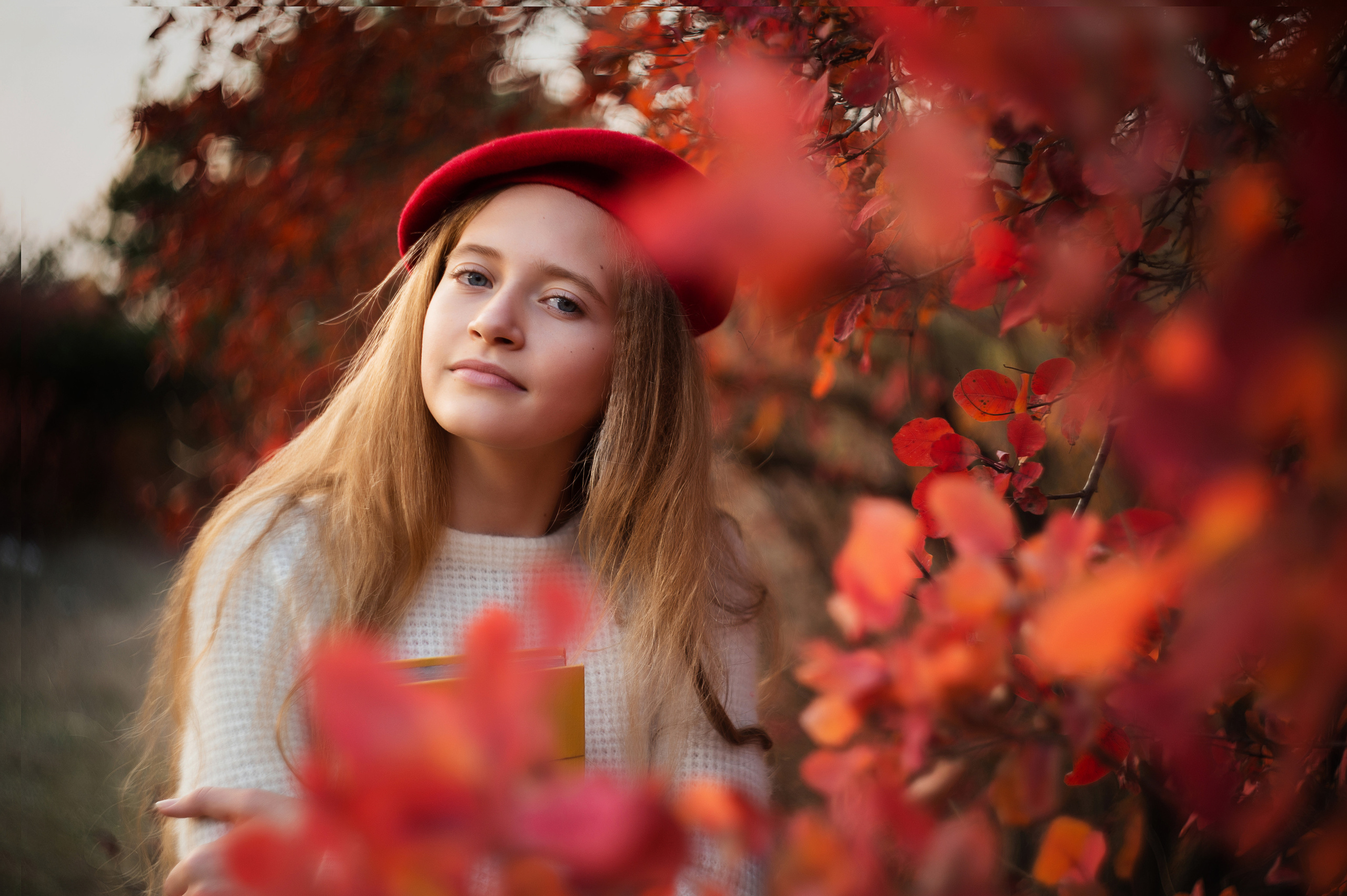 детский портрет, осенняя фотосессия на природе, 