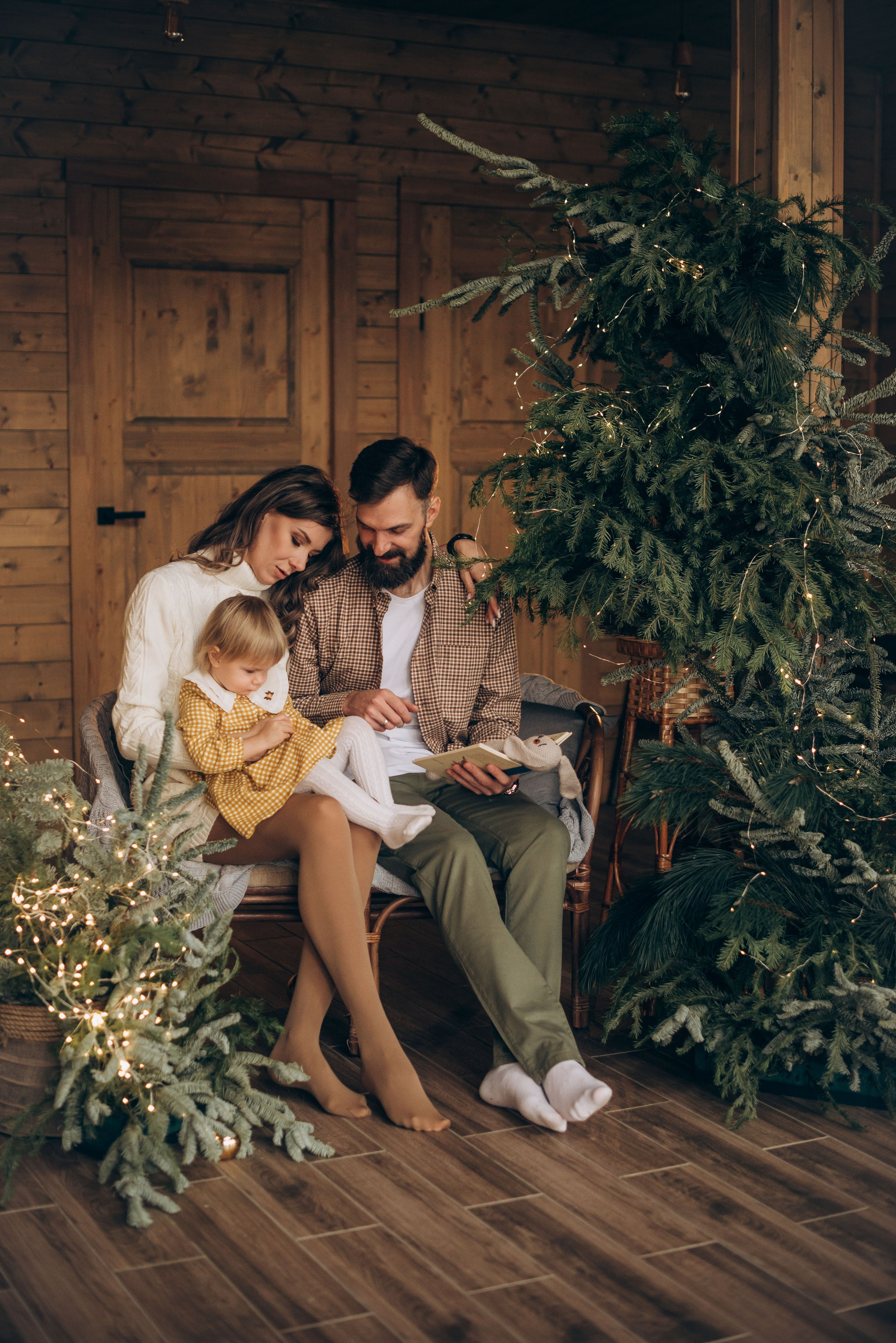 Семейная новогодняя фотосессия в студии. Семейный фотограф в Домодедово и Москве Елена Пичугина