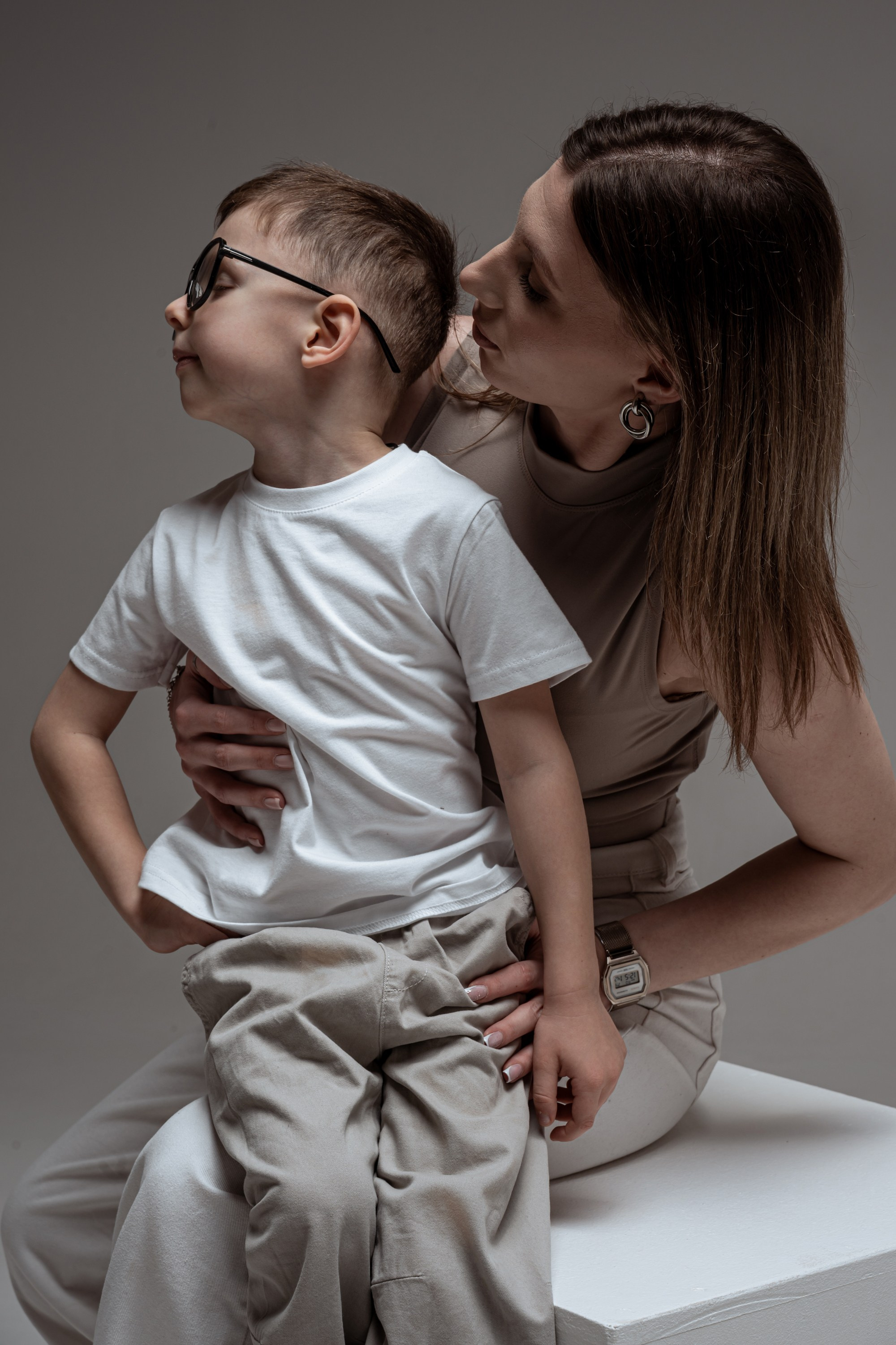 Mother and son photo shoting