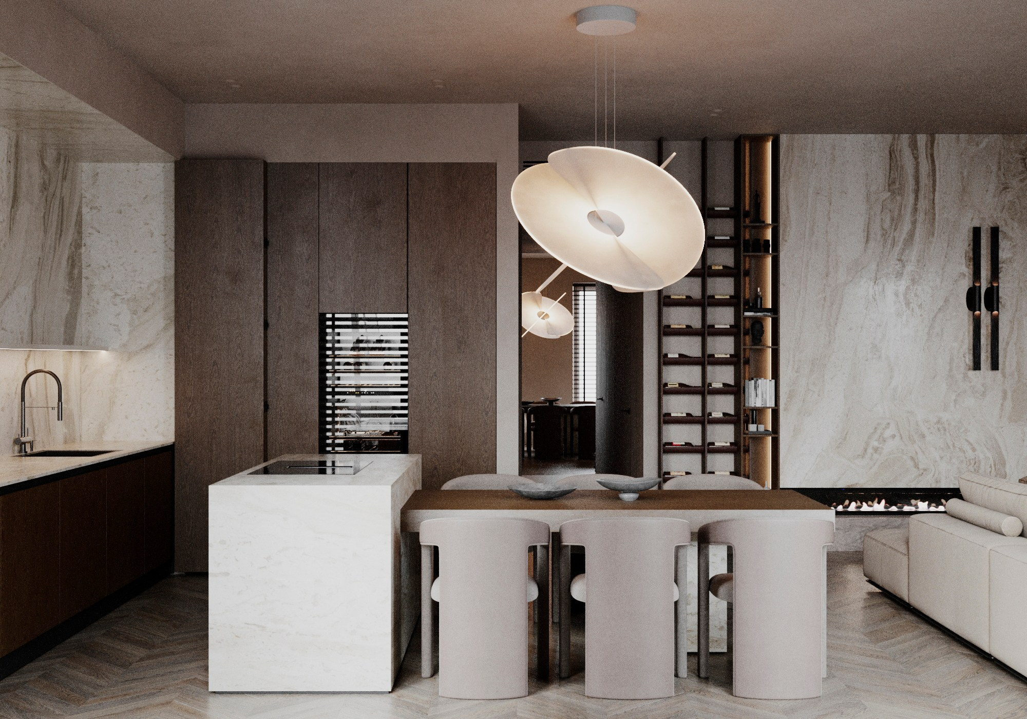 Кухня —гостиная ЖК Титул. Визуализатор Векшина Елена